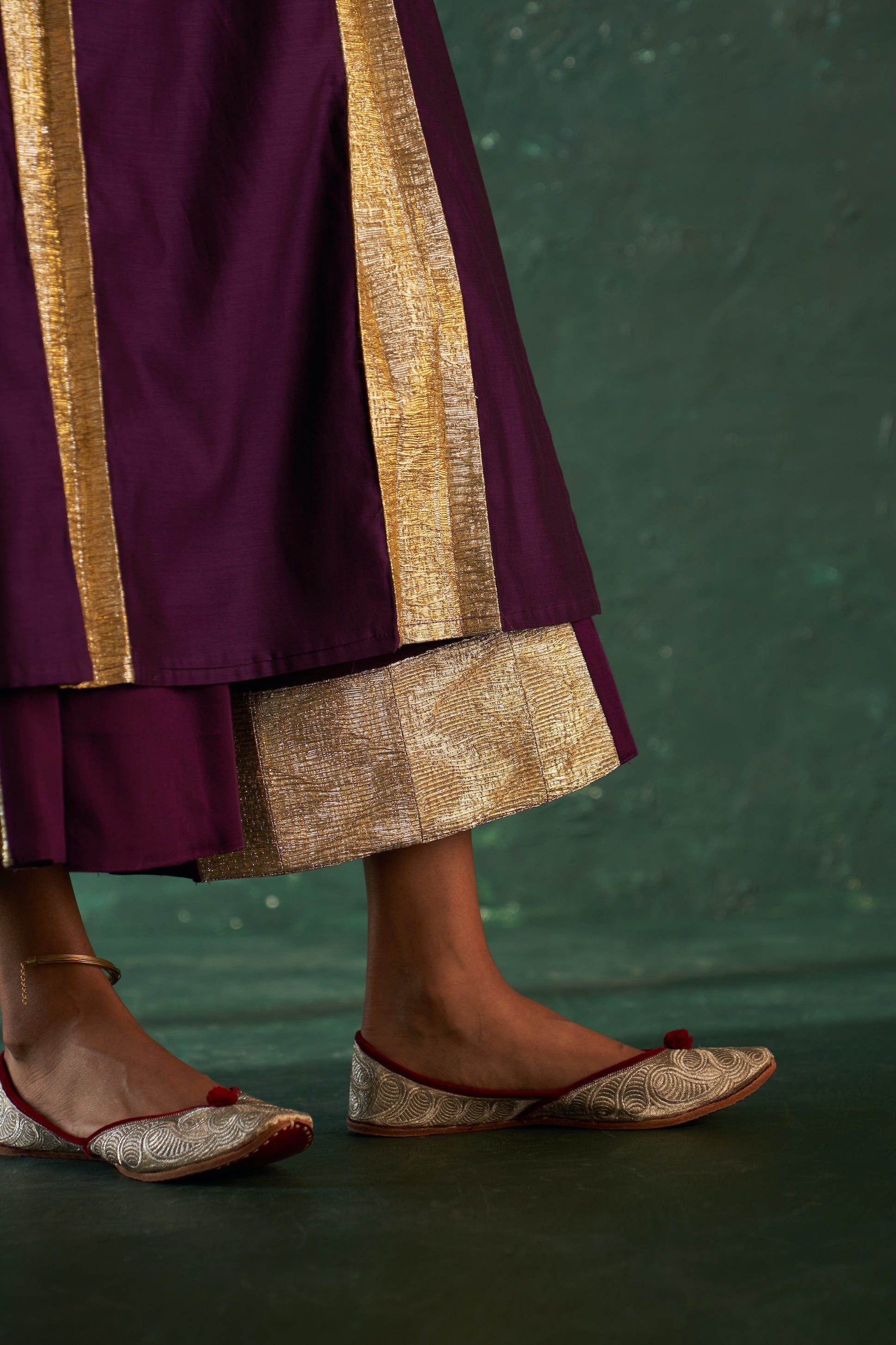 CY Charkhee Purple Chanderi Kurta Closeup 2