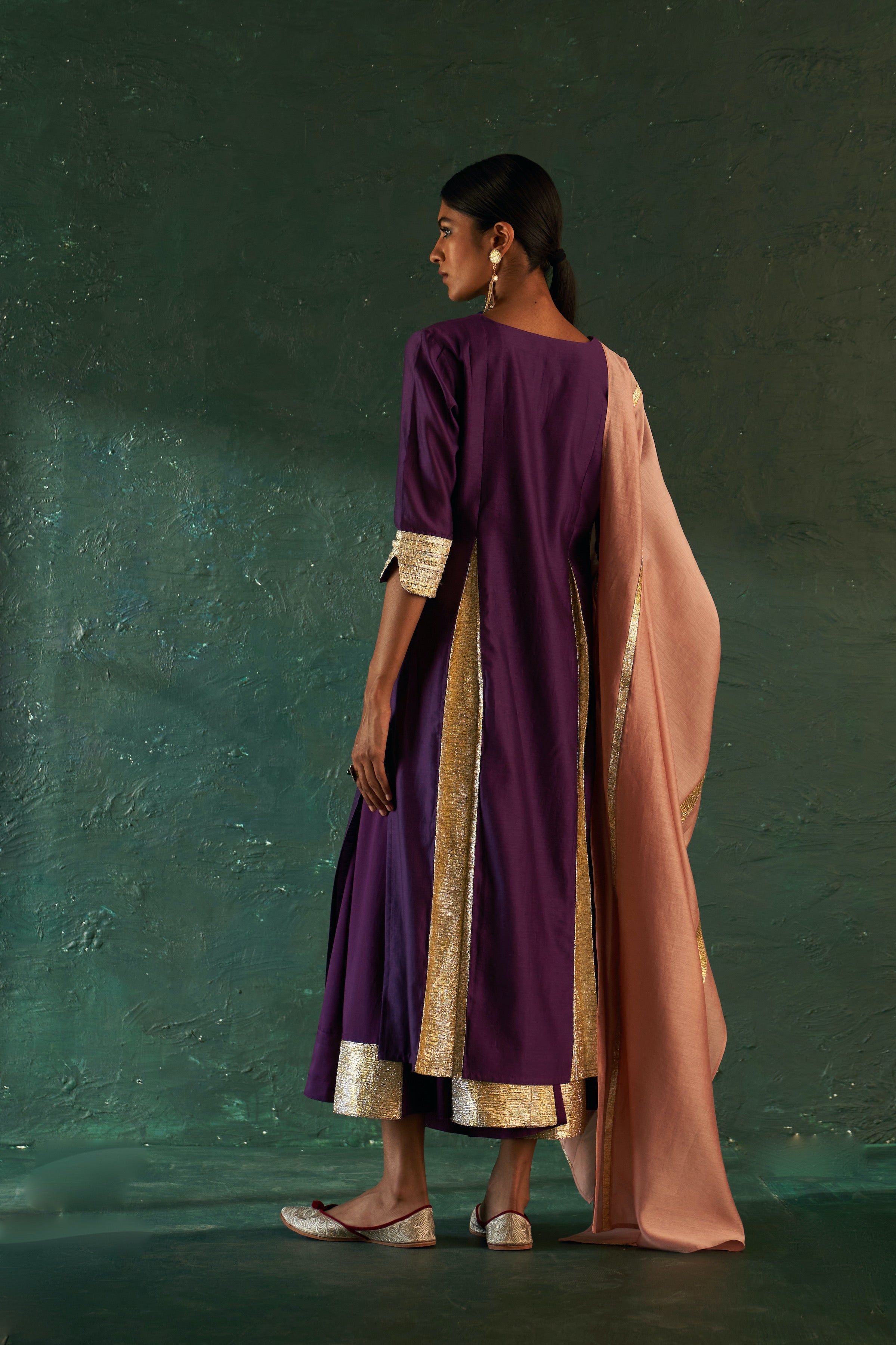 CY Charkhee Purple Chanderi Kurta Back 1