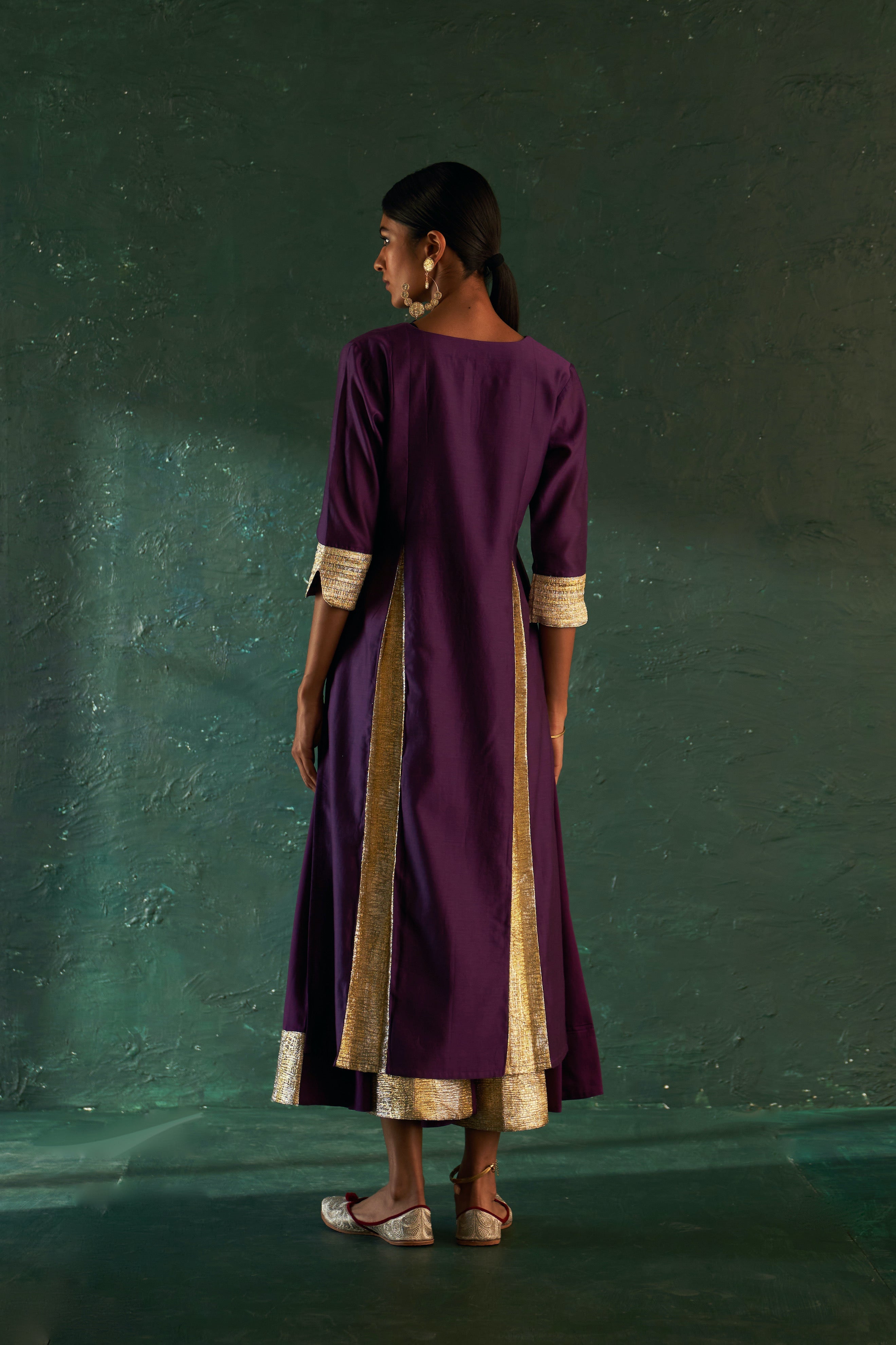 CY Charkhee Purple Chanderi Kurta Back 2