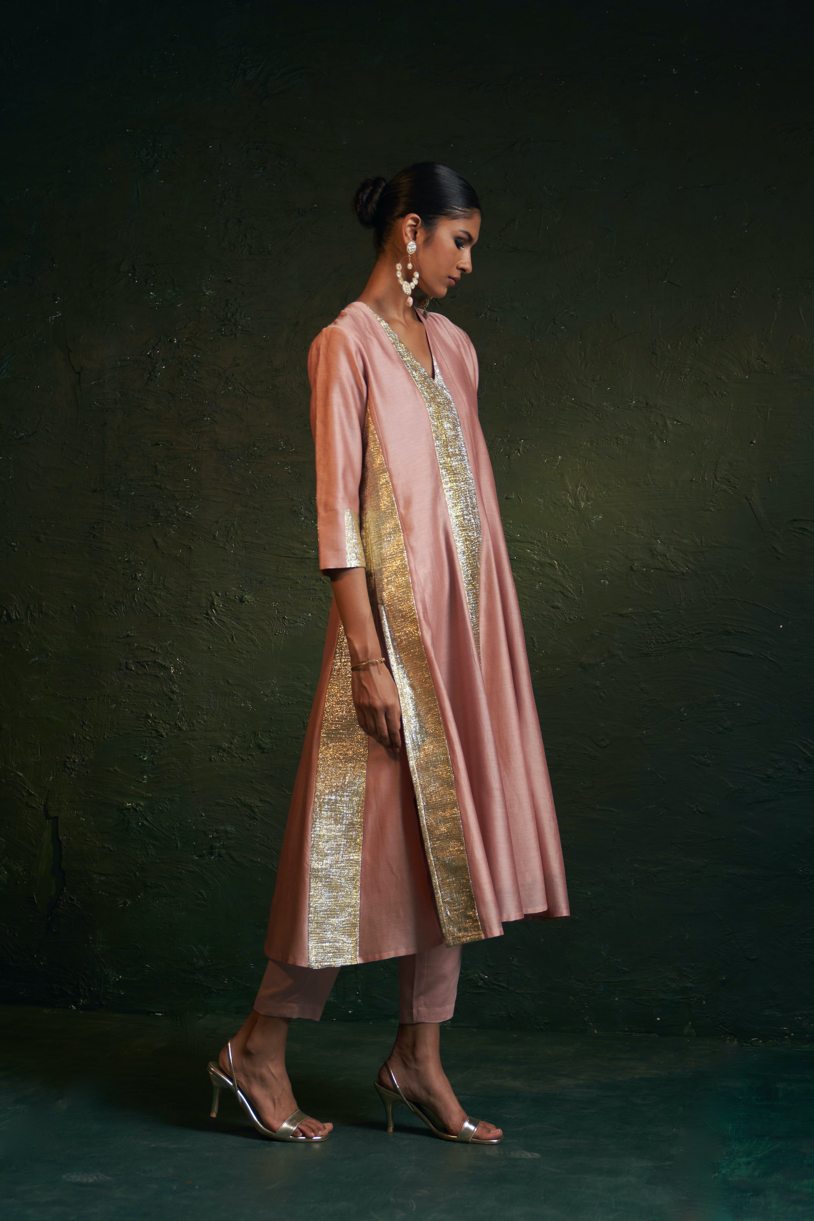 CY Charkhee Rose Pink Chanderi Kurta Side 2