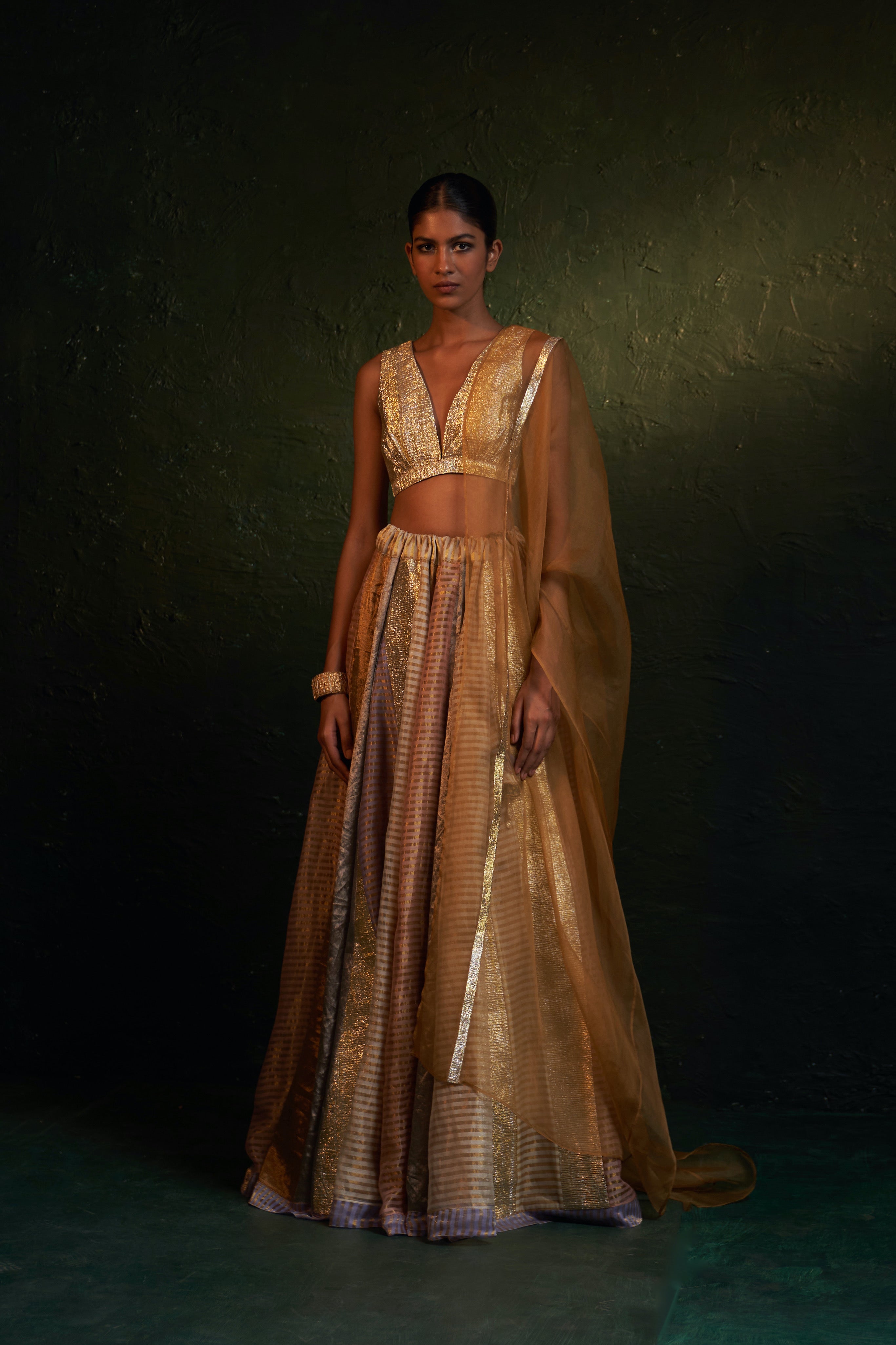 CY Charkhee Tissue Lehenga Front 1