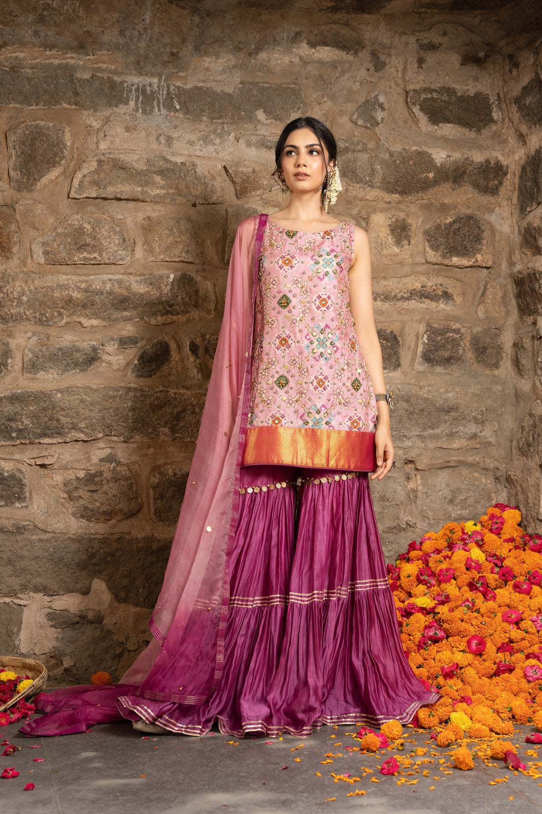 Rukhsaar-Blossom Pink Sharara Set