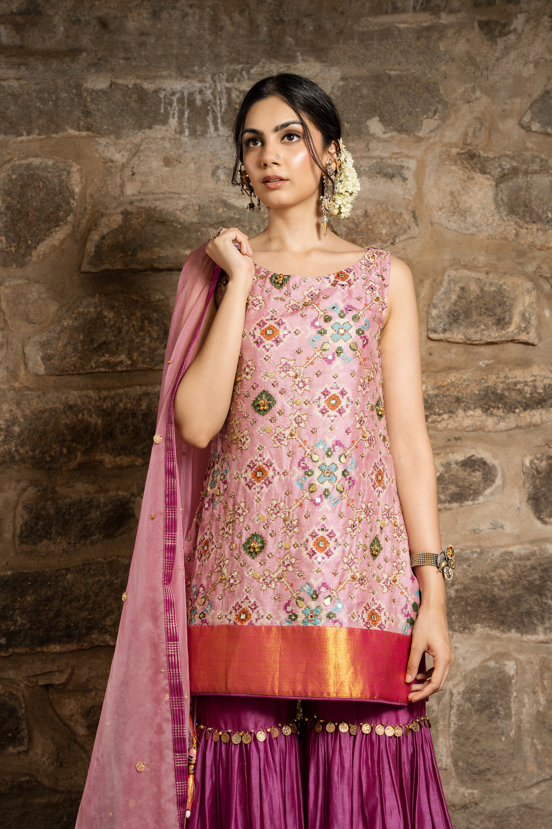 Rukhsaar-Blossom Pink Sharara Set