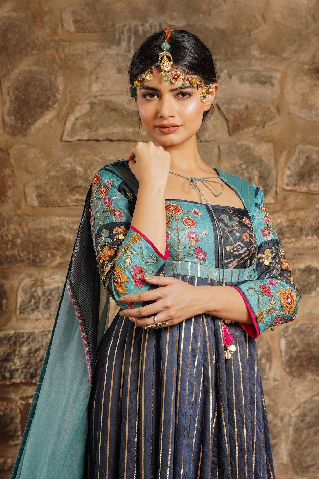 Hasrat-Exquisite Oceanic Blue Anarkali Set  Anarkali Set