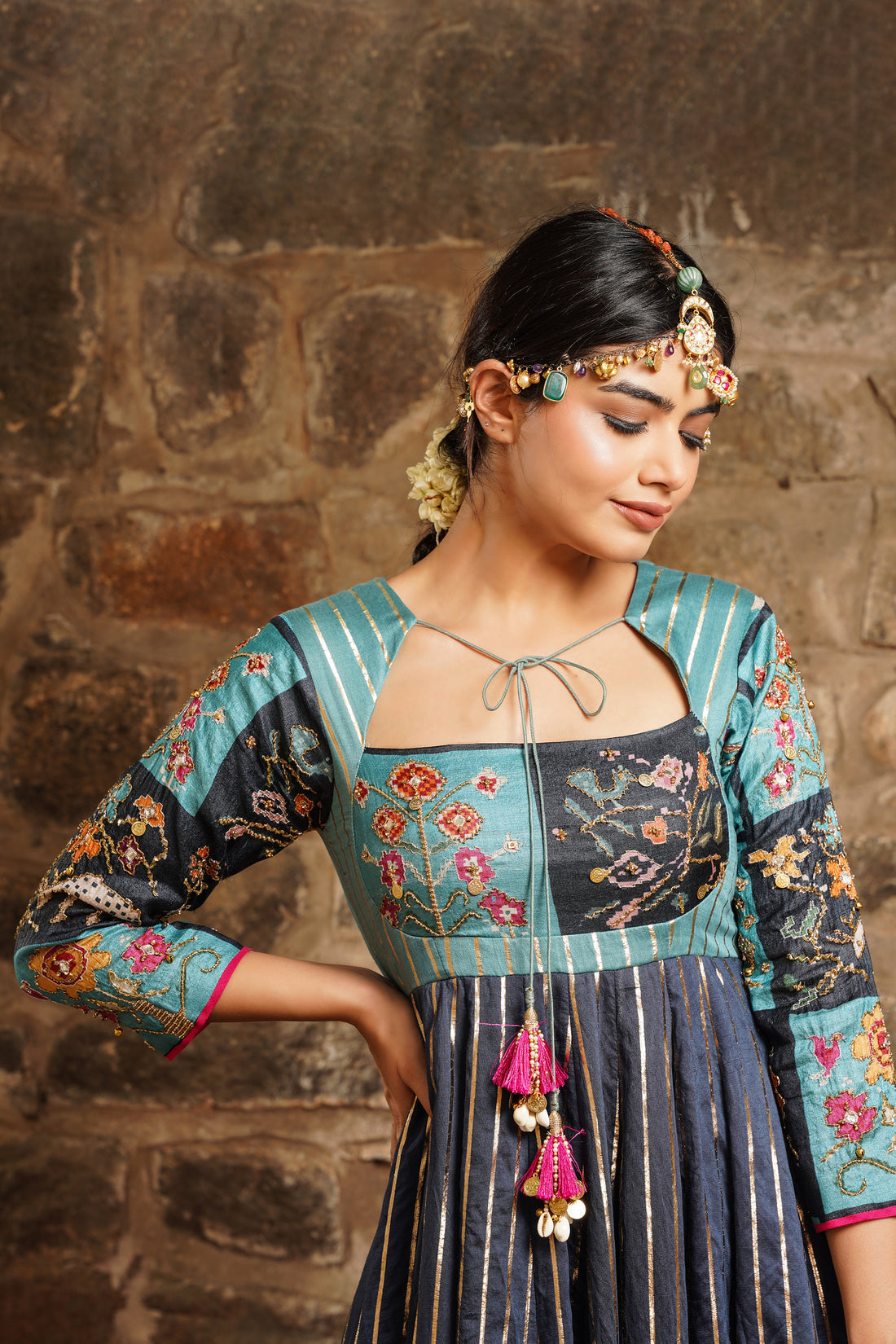 Hasrat-Exquisite Oceanic Blue Anarkali Set  Anarkali Set