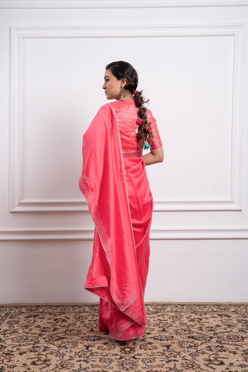  CY Vinusto Embroidered Chanderi Saree In Pink Back 1