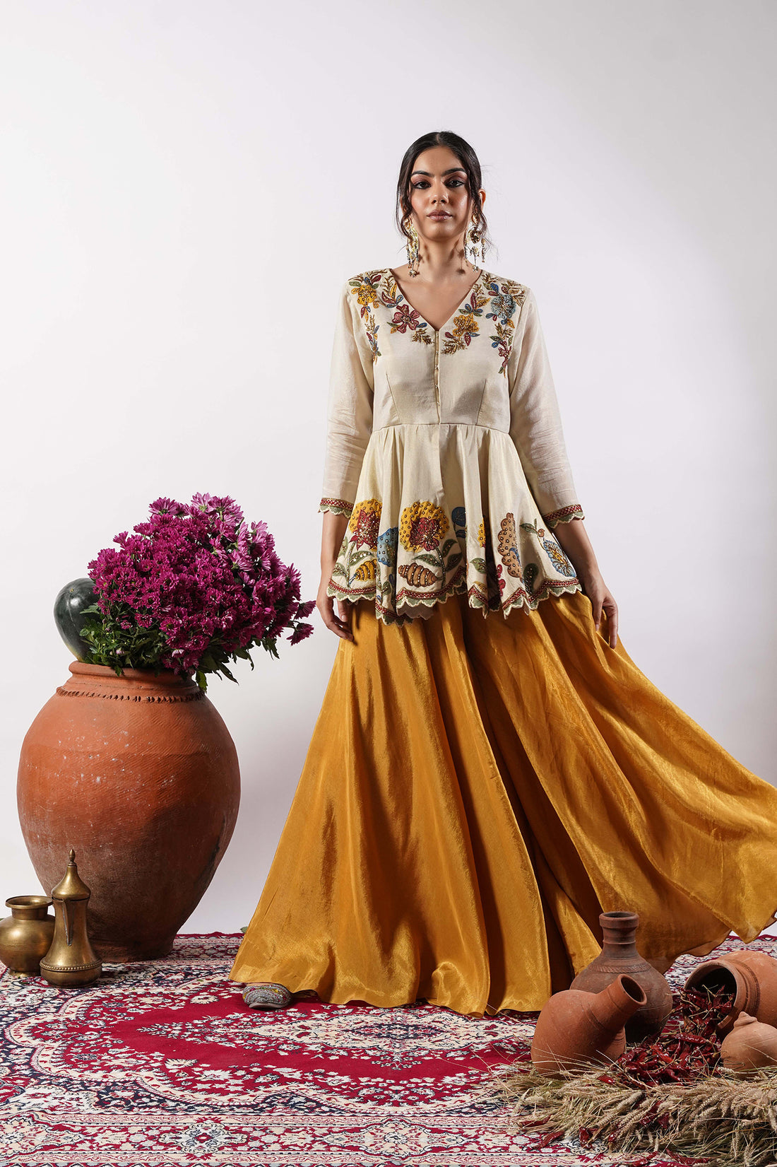 Nazakaat-Opulent Embroidery Piece Sharara Set