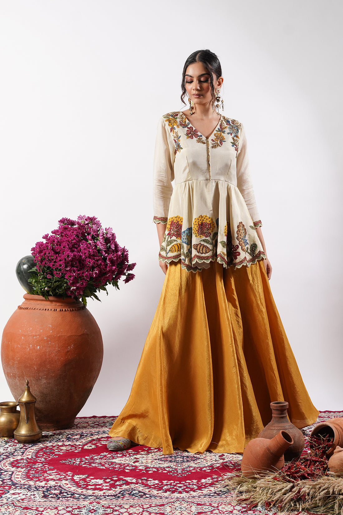 Nazakaat-Opulent Embroidery Piece Sharara Set