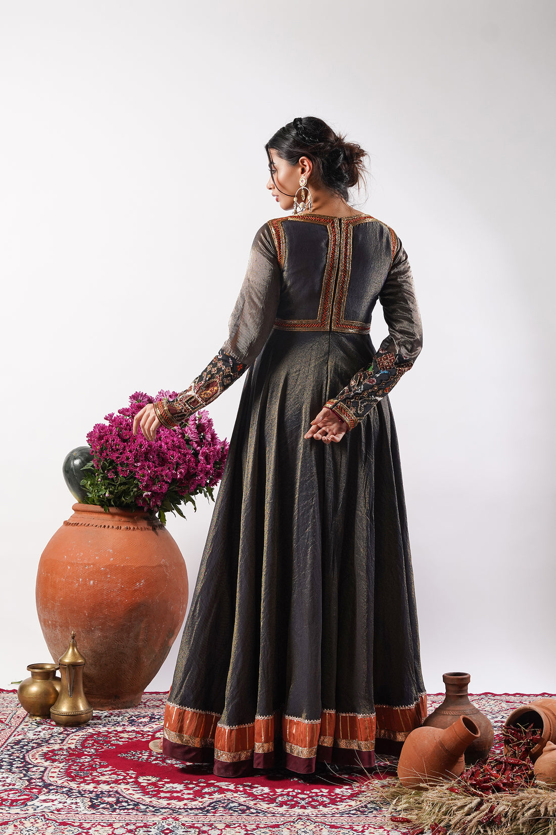 Aarzoo-Midnight Blue Silk Embroidered Anarkali Set