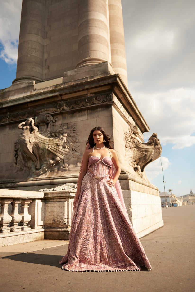 Lilac Embroidered Lehenga Set