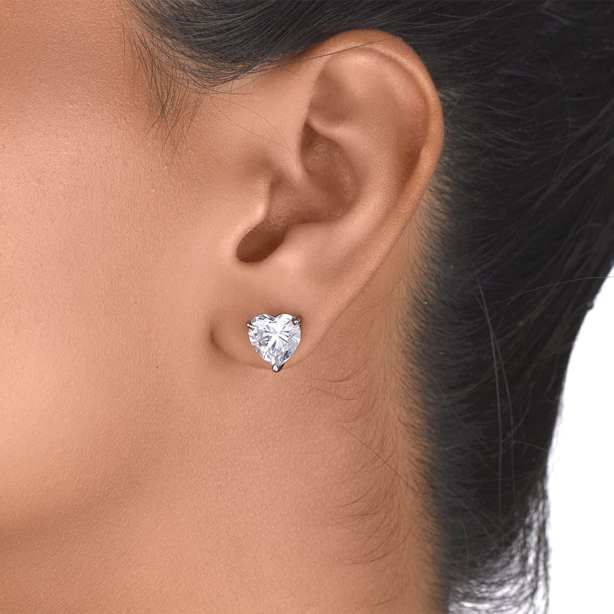 Haeart Shape White Swarovski Zirconia Studs