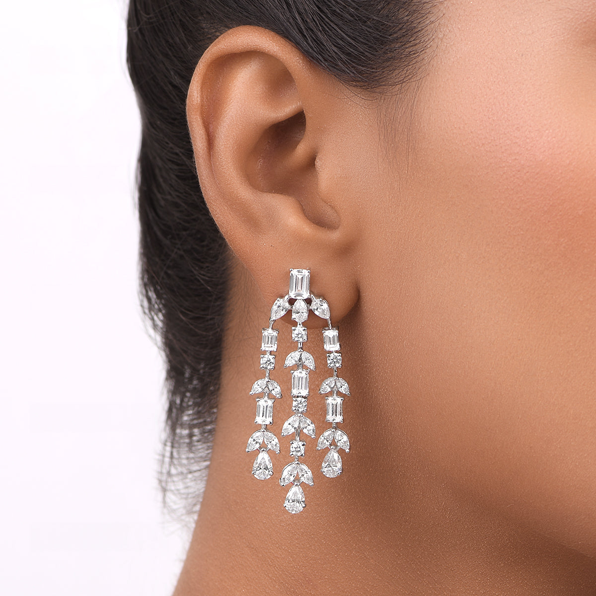 Mix Sahped White Swarovski Zirconia Earrings