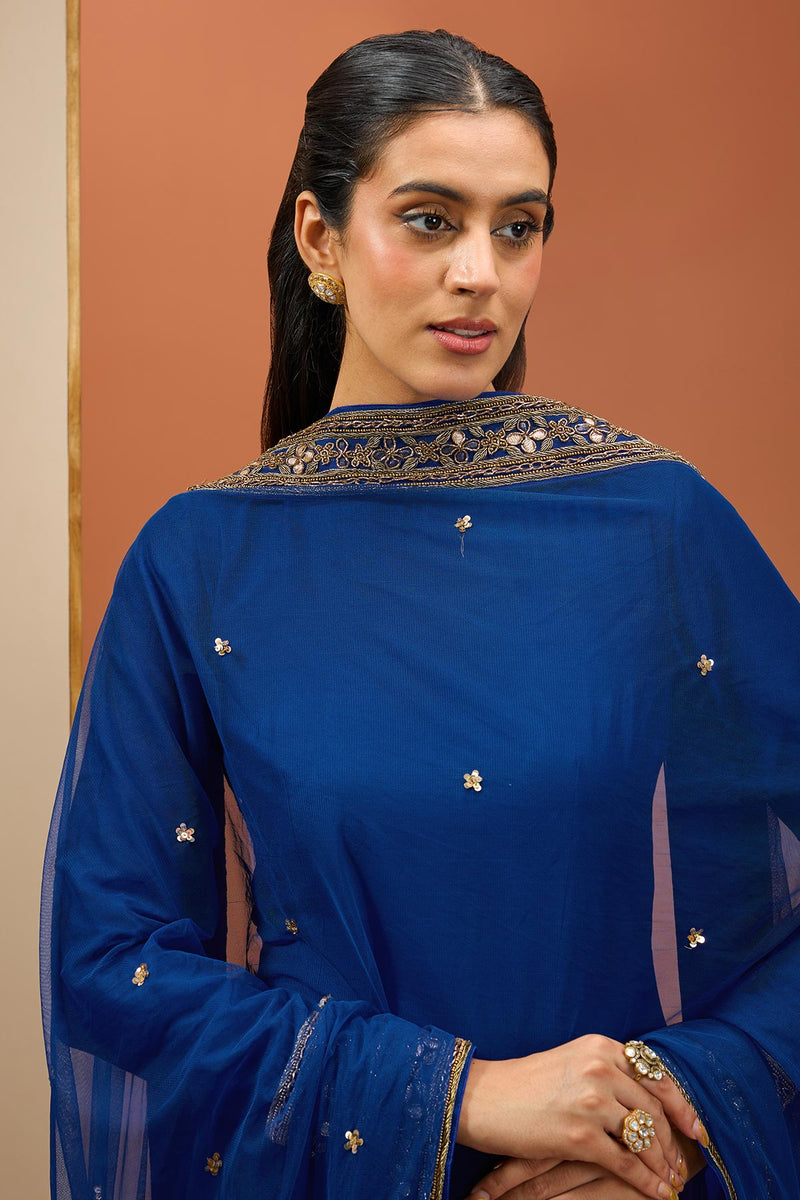 CY Esha Koul Blue Straight Kurta Set Closeup 1