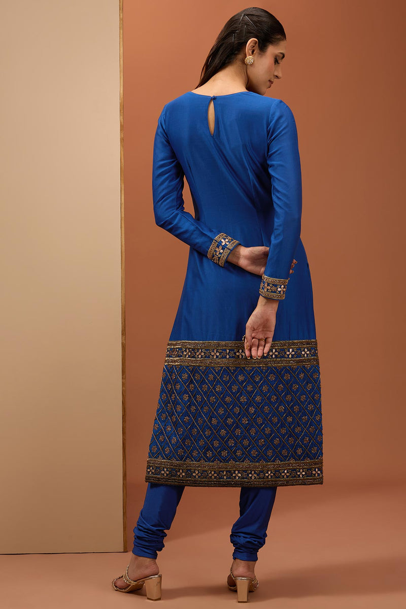 CY Esha Koul Blue Straight Kurta Set Back 1