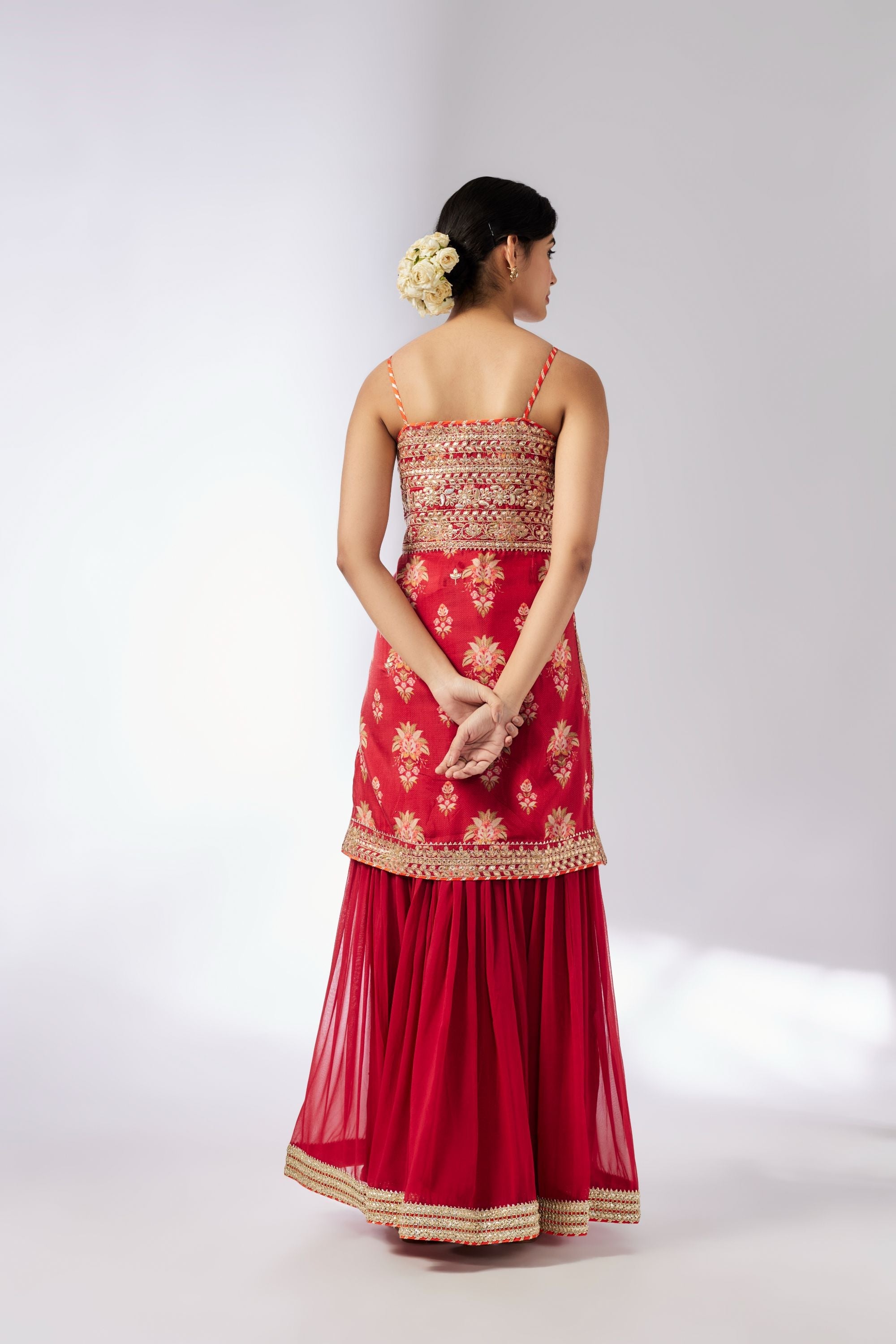 Chhaya Strappy Red Sharara Set