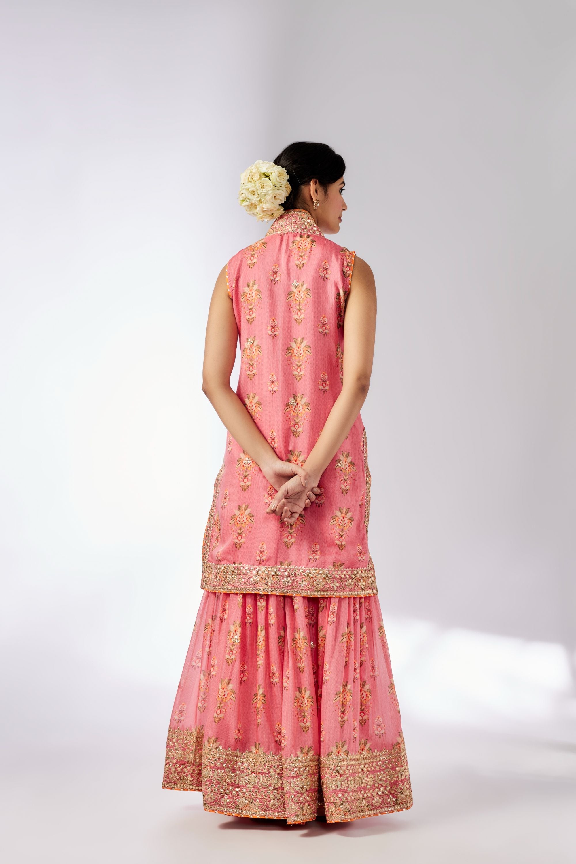 Driti Sleeveless Pink Sharara Set