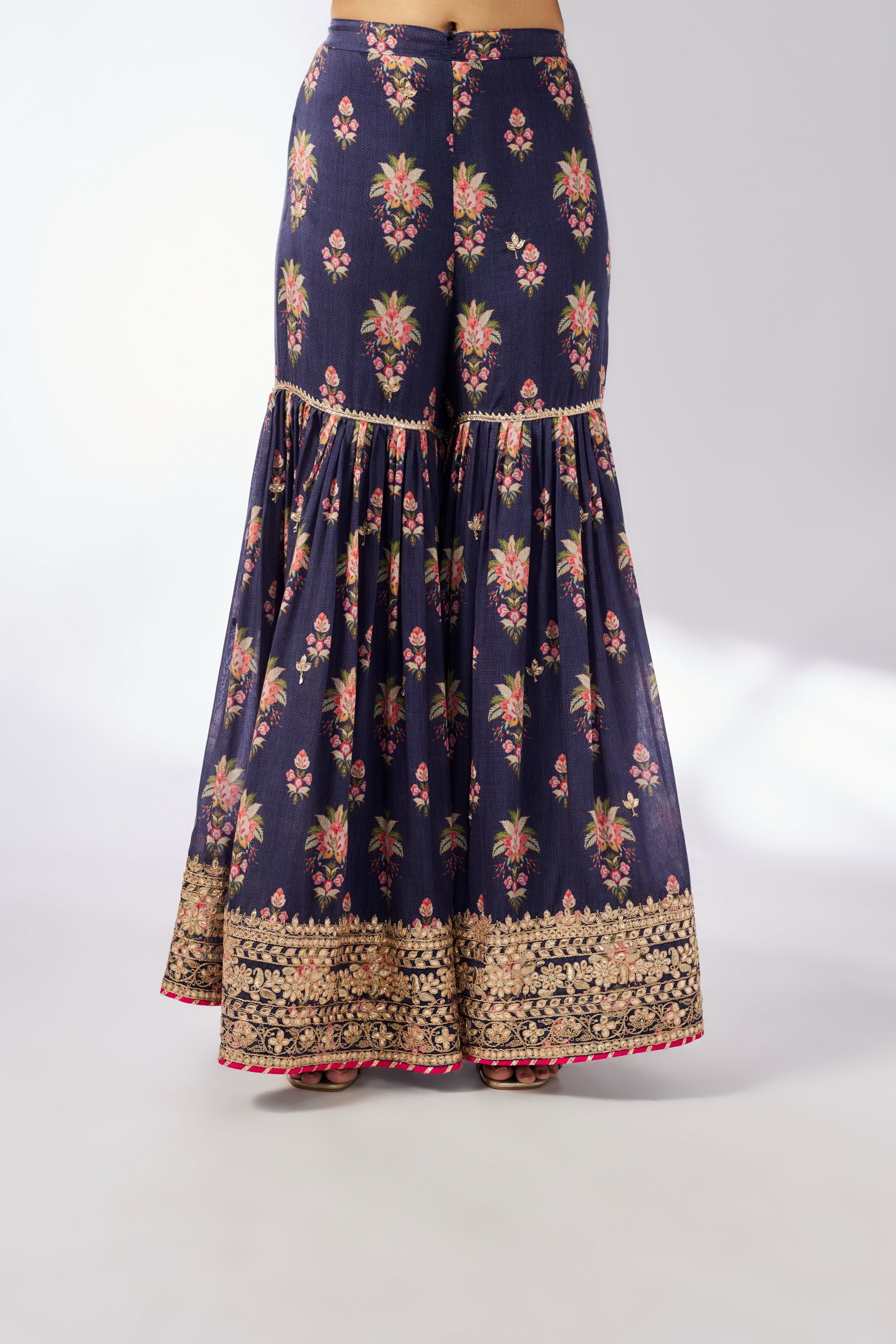 Driti Sleeveless Navy Sharara Set