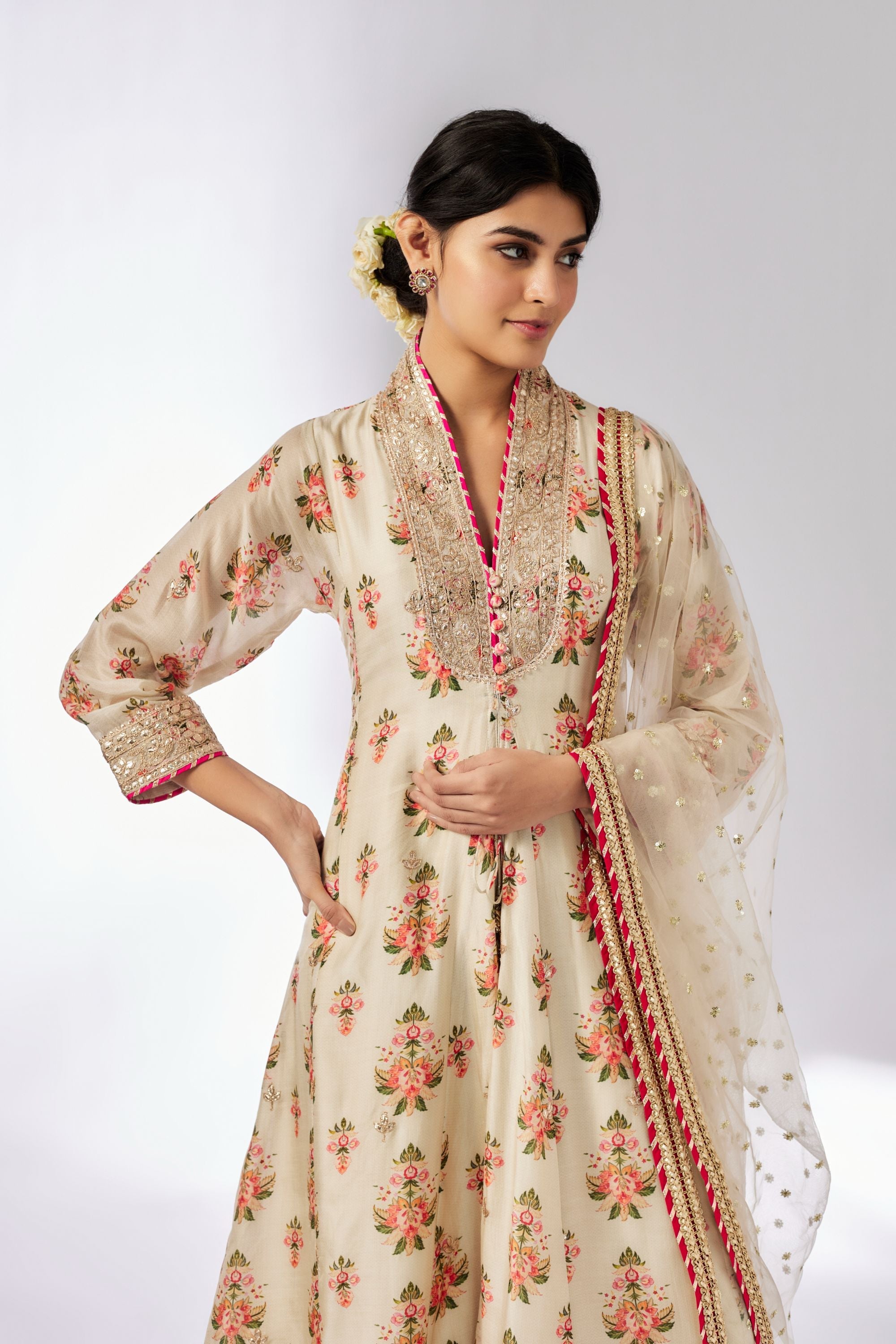 Mansi Ivory Embroidered Palazzo Set