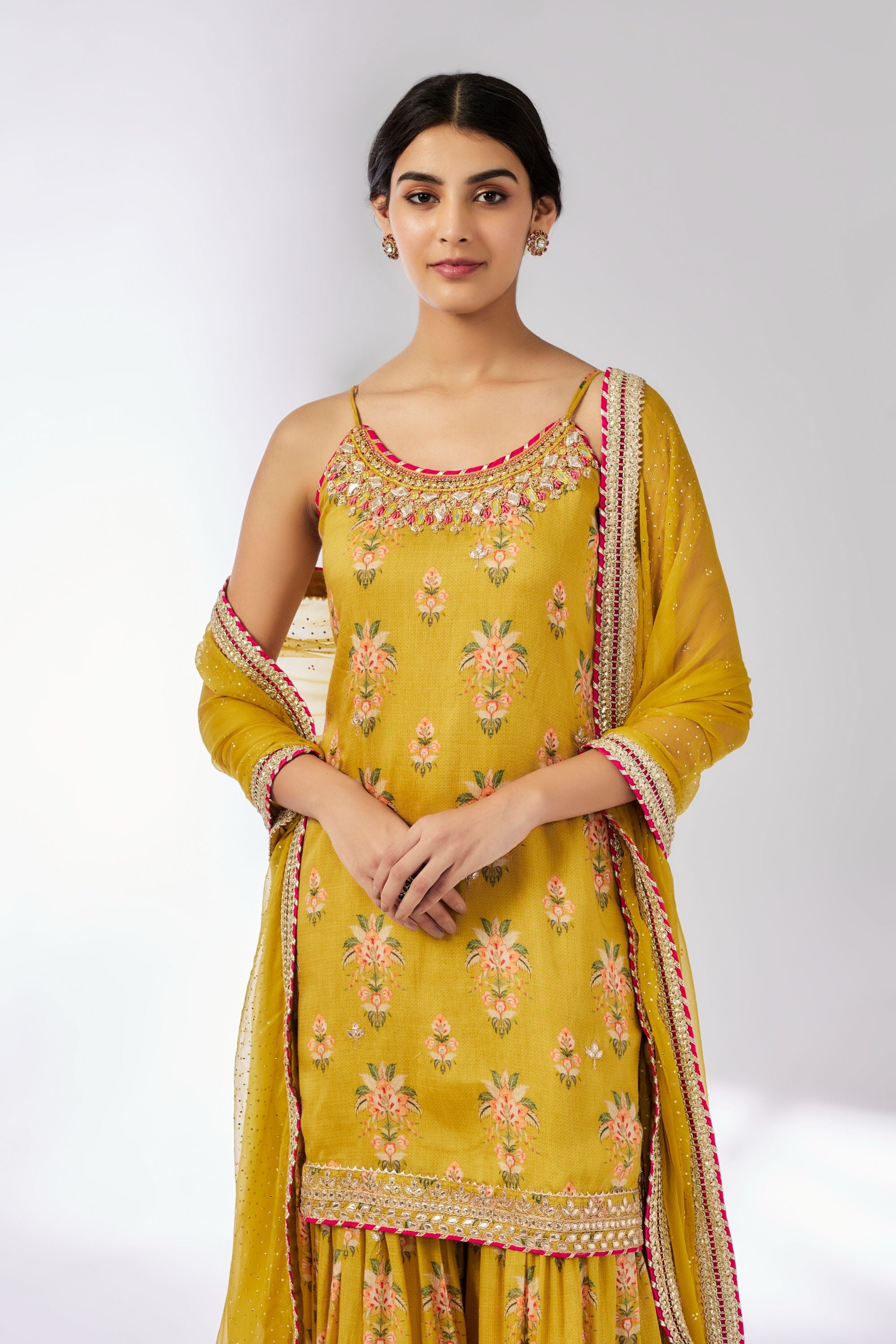 Advika Strappy Mustard Sharara Set