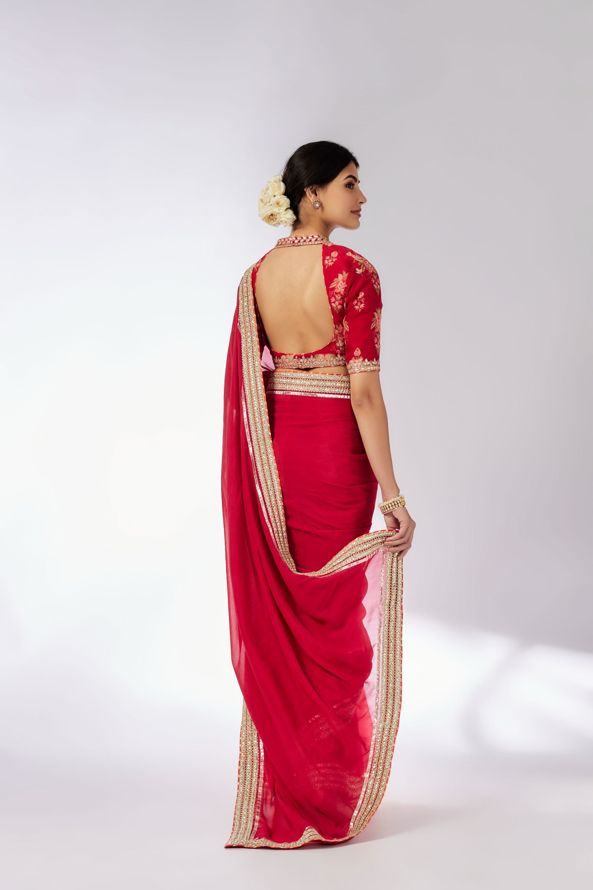 Anisha Red Saree Set