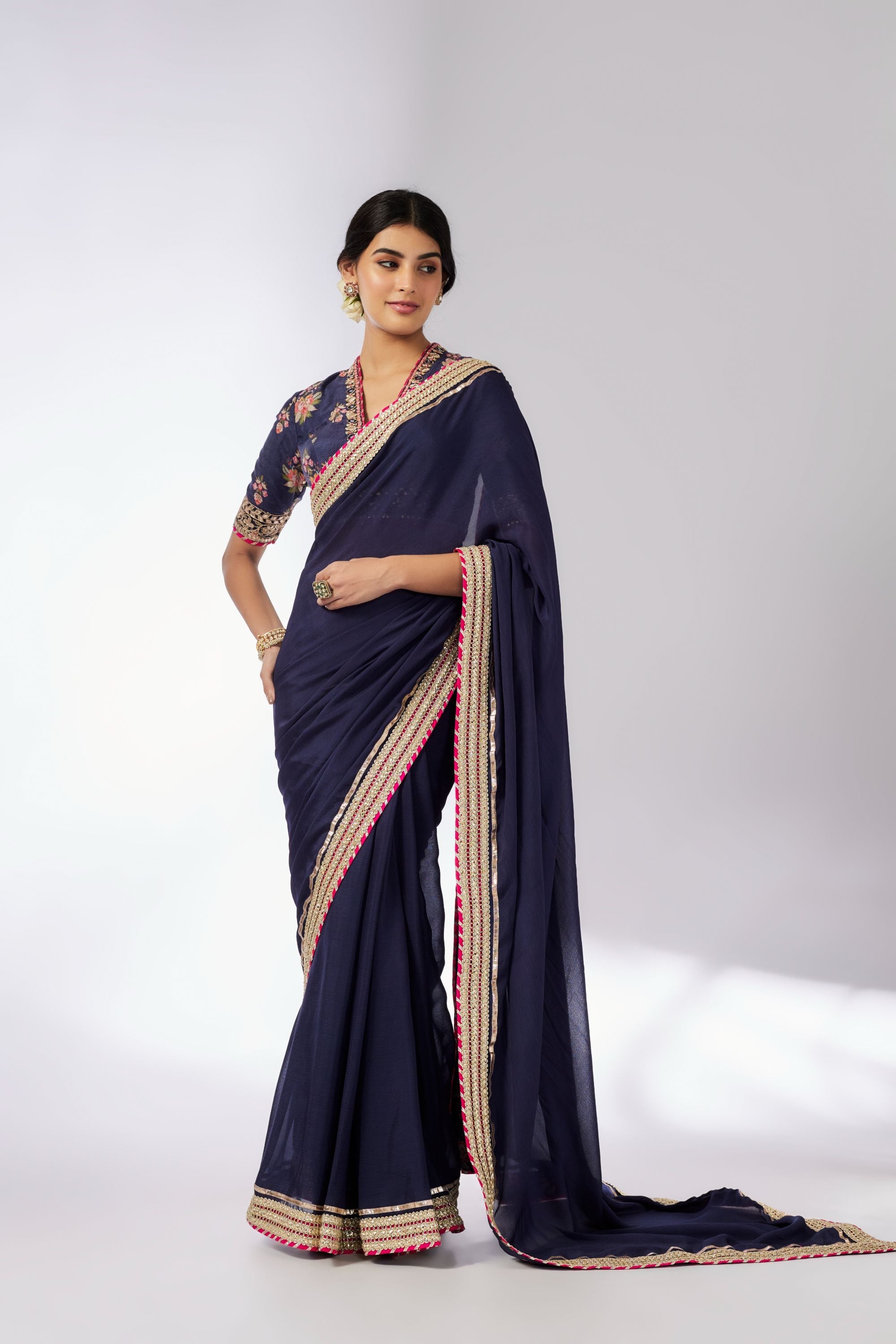 Anisha Navy Saree Set