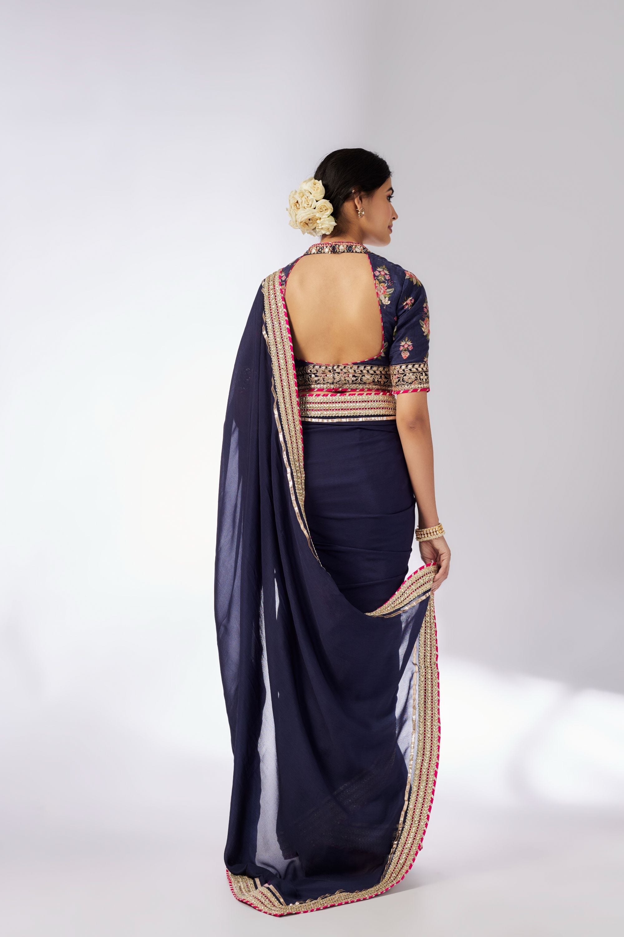 Anisha Navy Saree Set