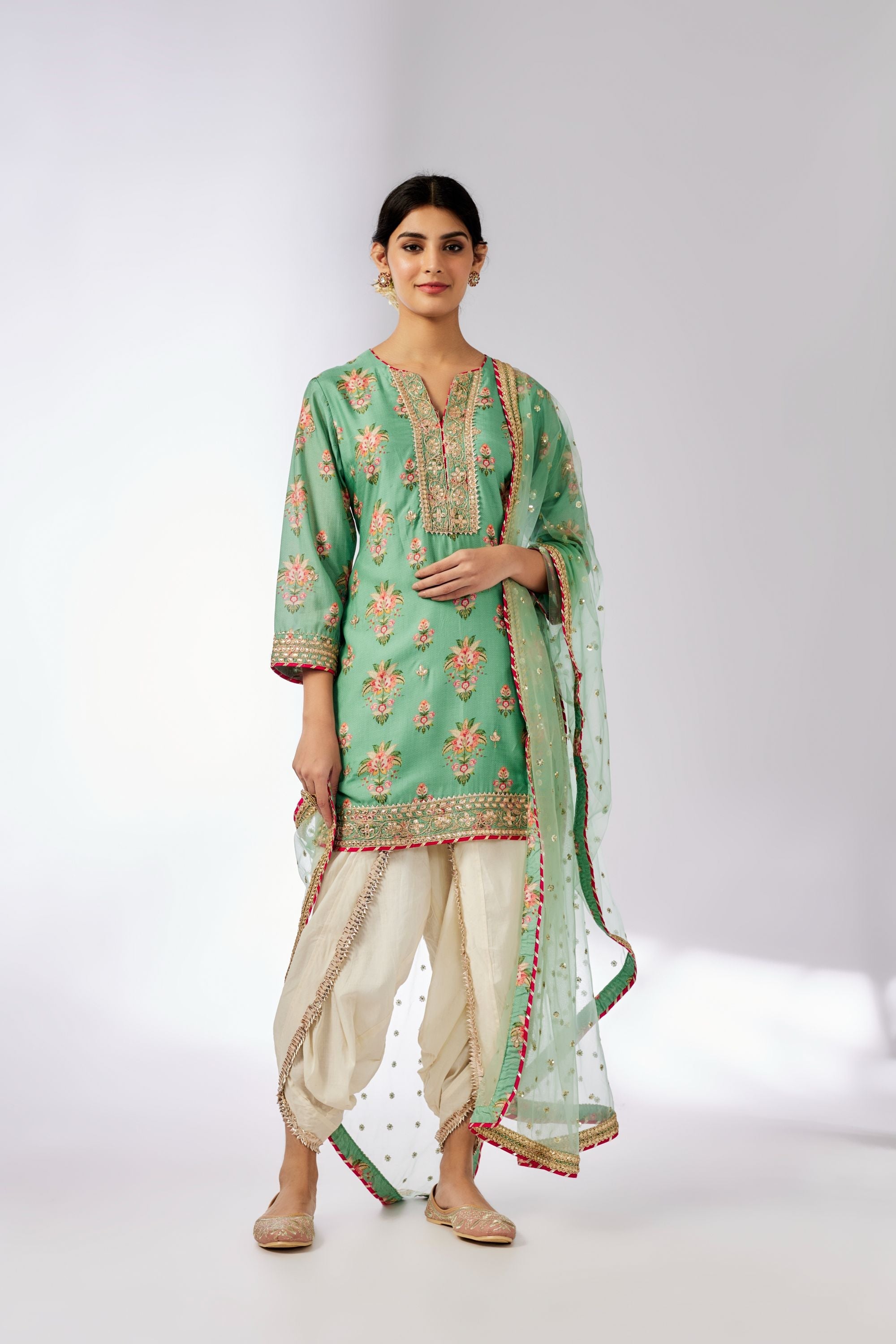 Moulika Mint Dhoti Set