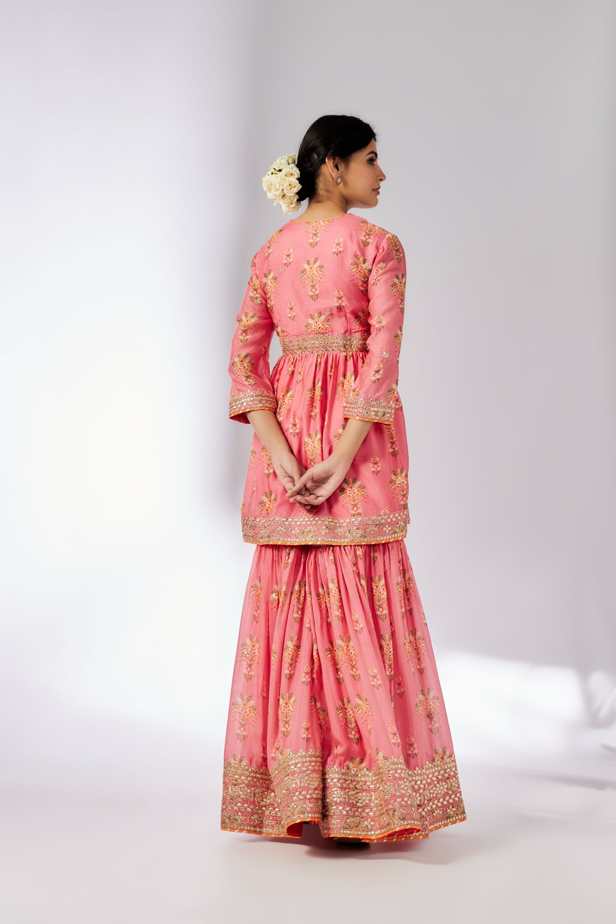 Samiksha Pink Peplum Sharara Set