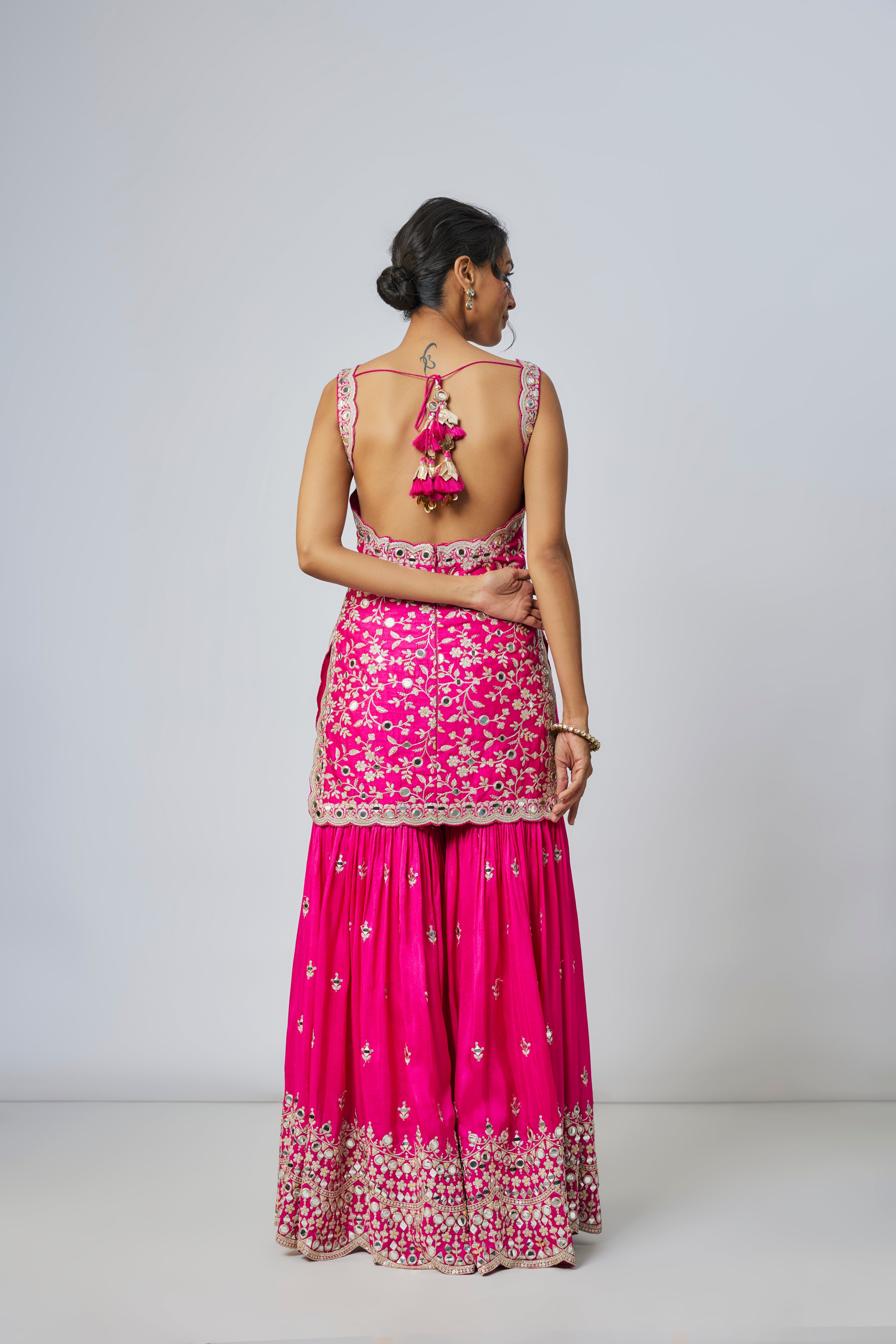 CY Gopi Vaid Soneera Rain Pink Sharara Set Back 1