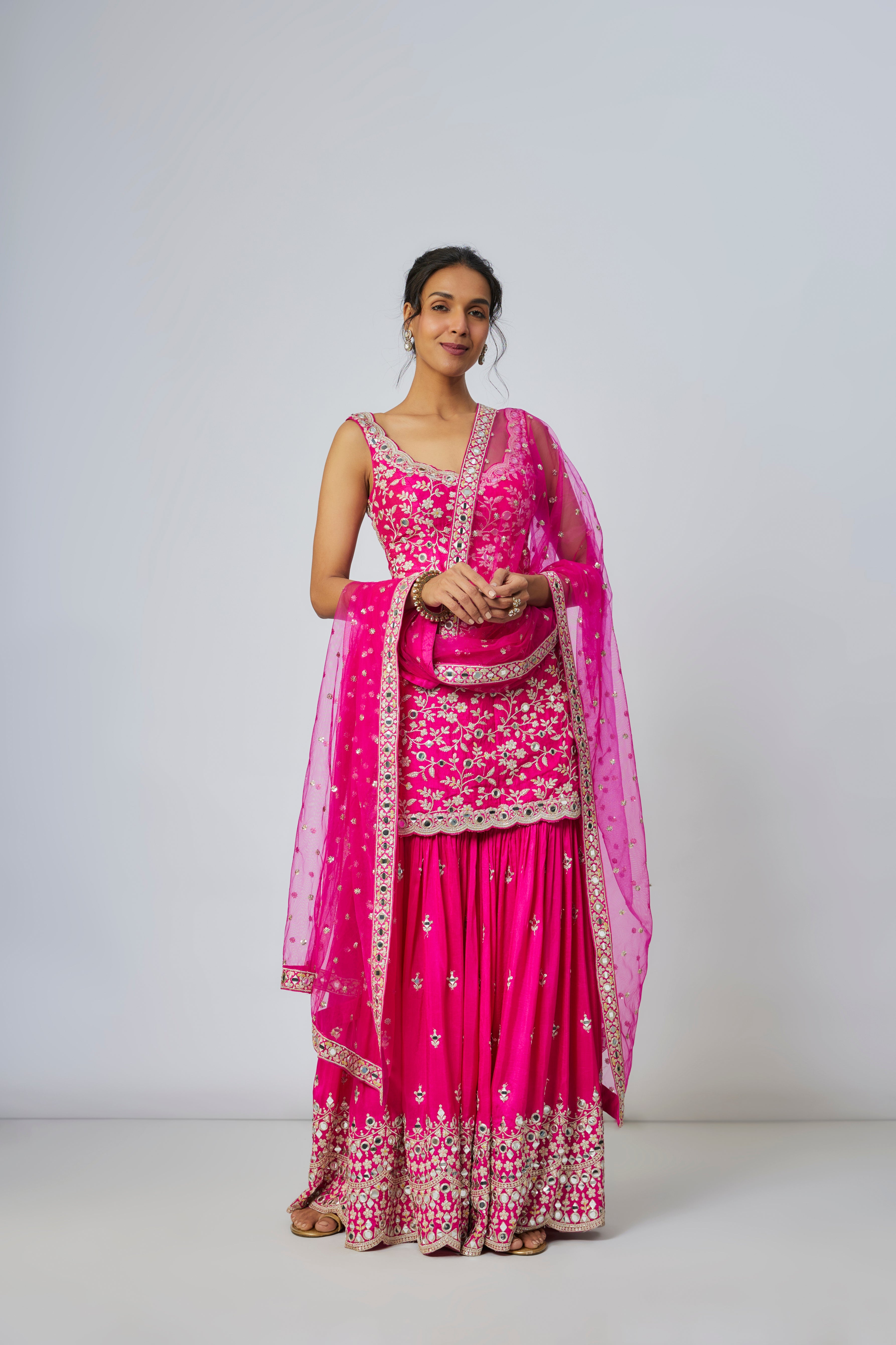 CY Gopi Vaid Soneera Rain Pink Sharara Set Front 1