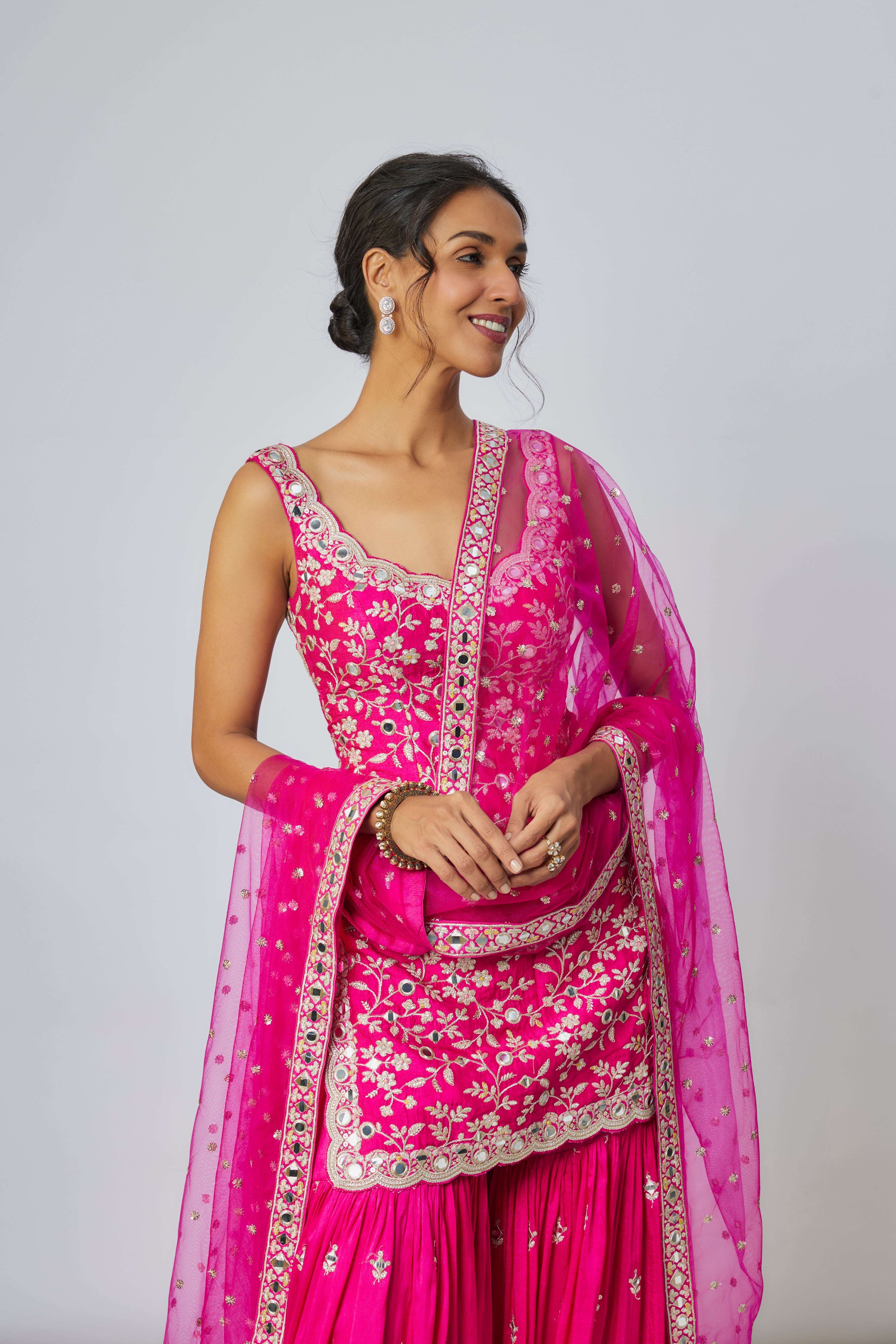 CY Gopi Vaid Soneera Rain Pink Sharara Set Closeup 1