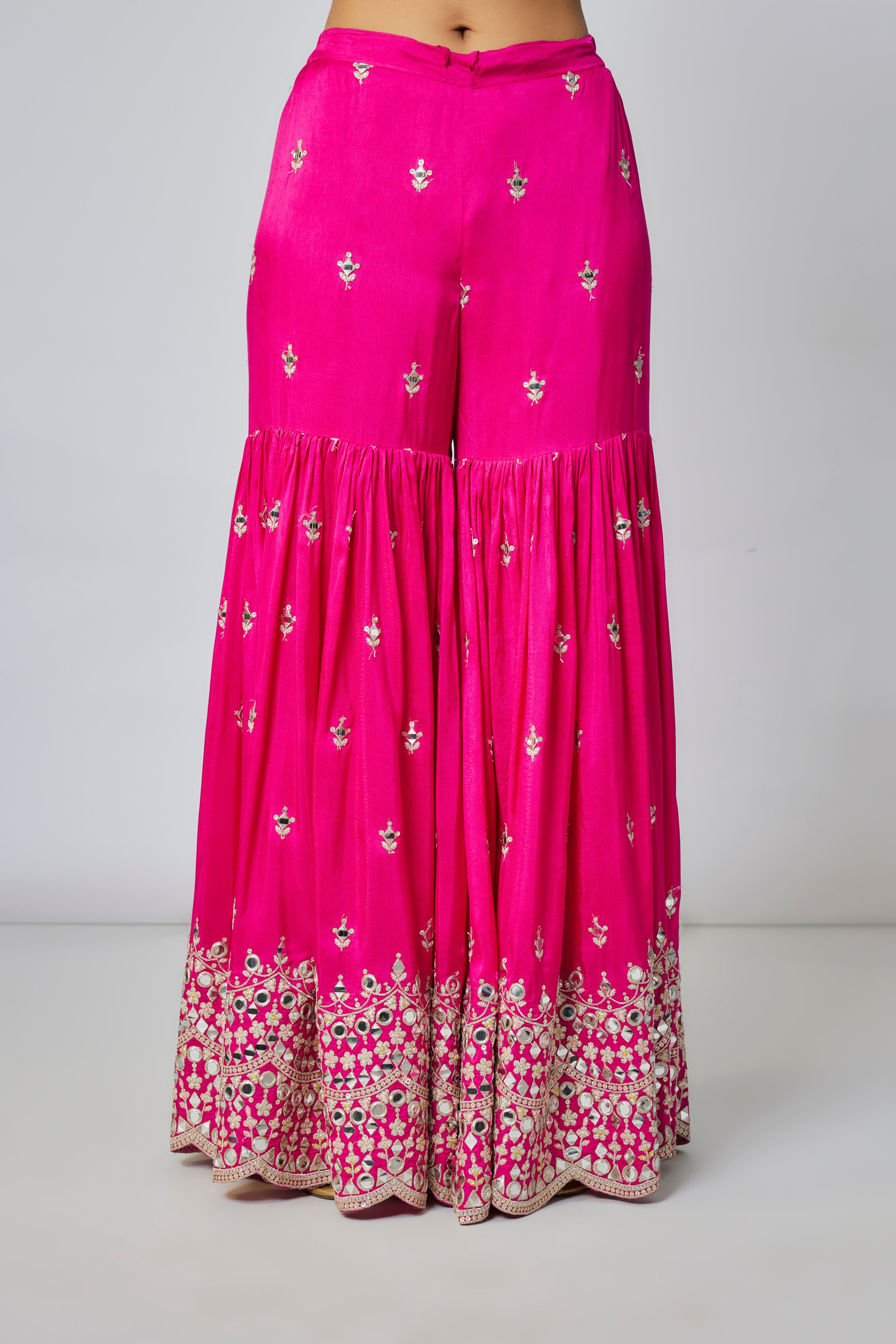 CY Gopi Vaid Soneera Rain Pink Sharara Set Closeup 2