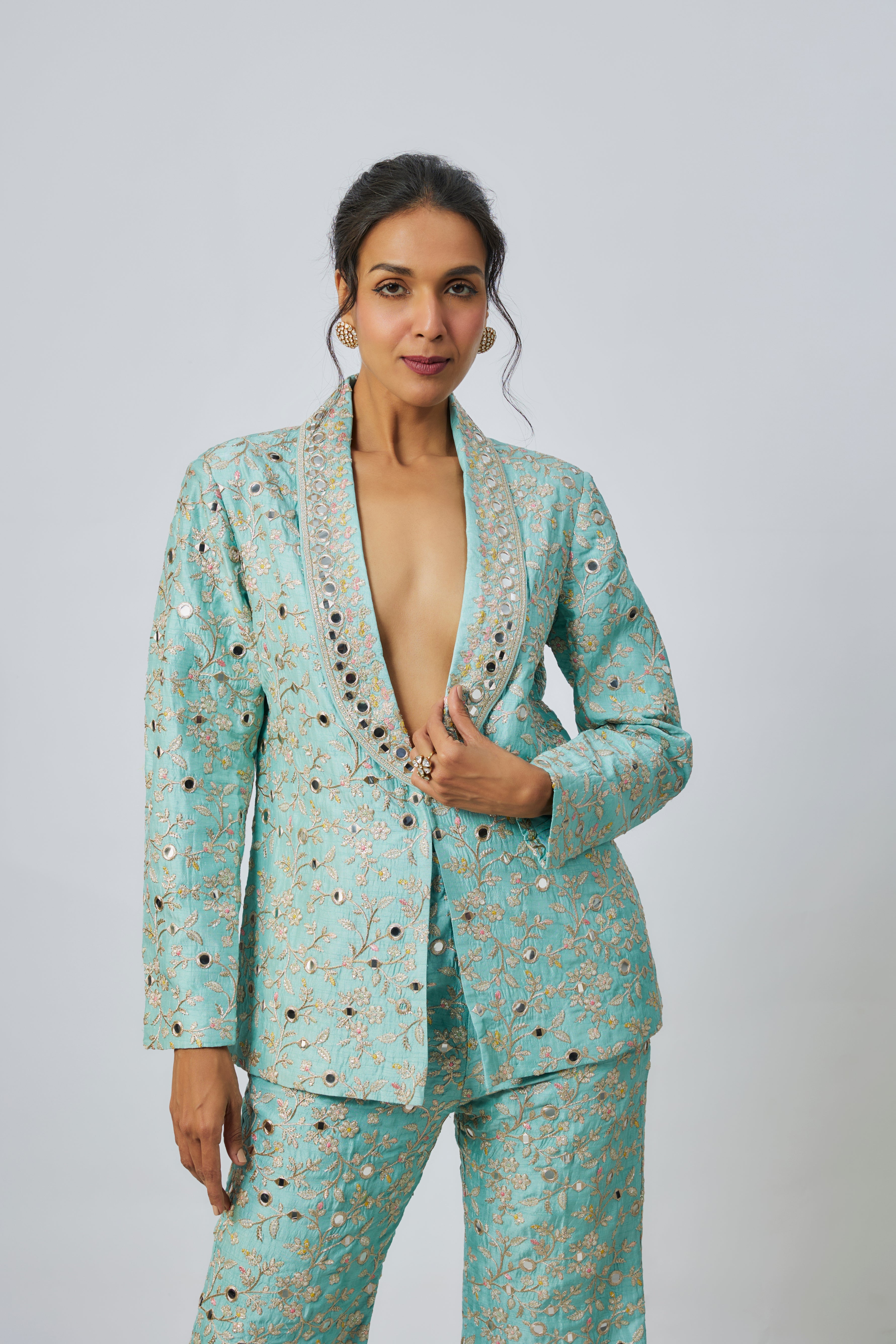 CY Gopi Vaid Sanura Powder Blue Pant Set Closeup 1