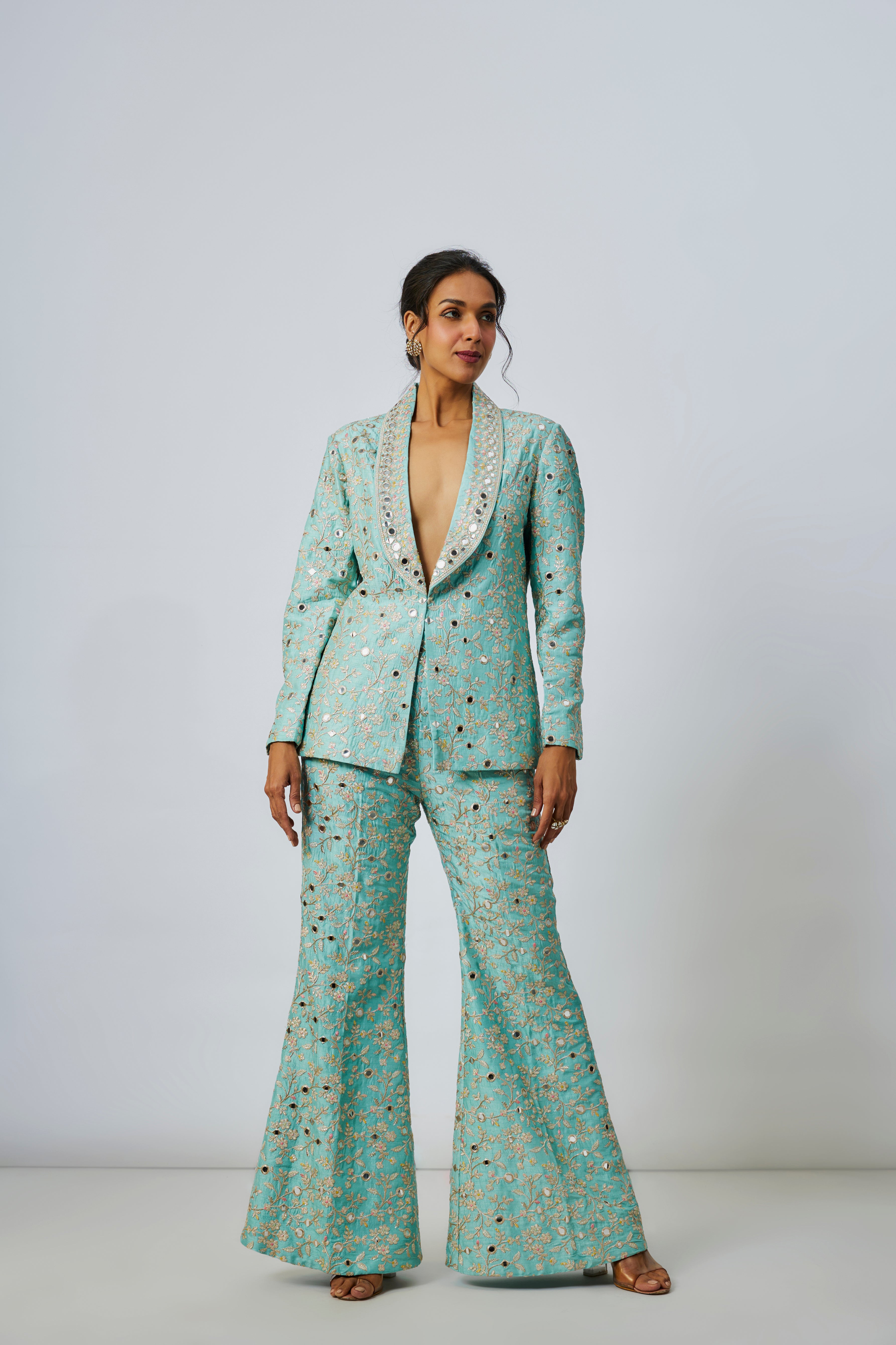 CY Gopi Vaid Sanura Powder Blue Pant Set Front 1