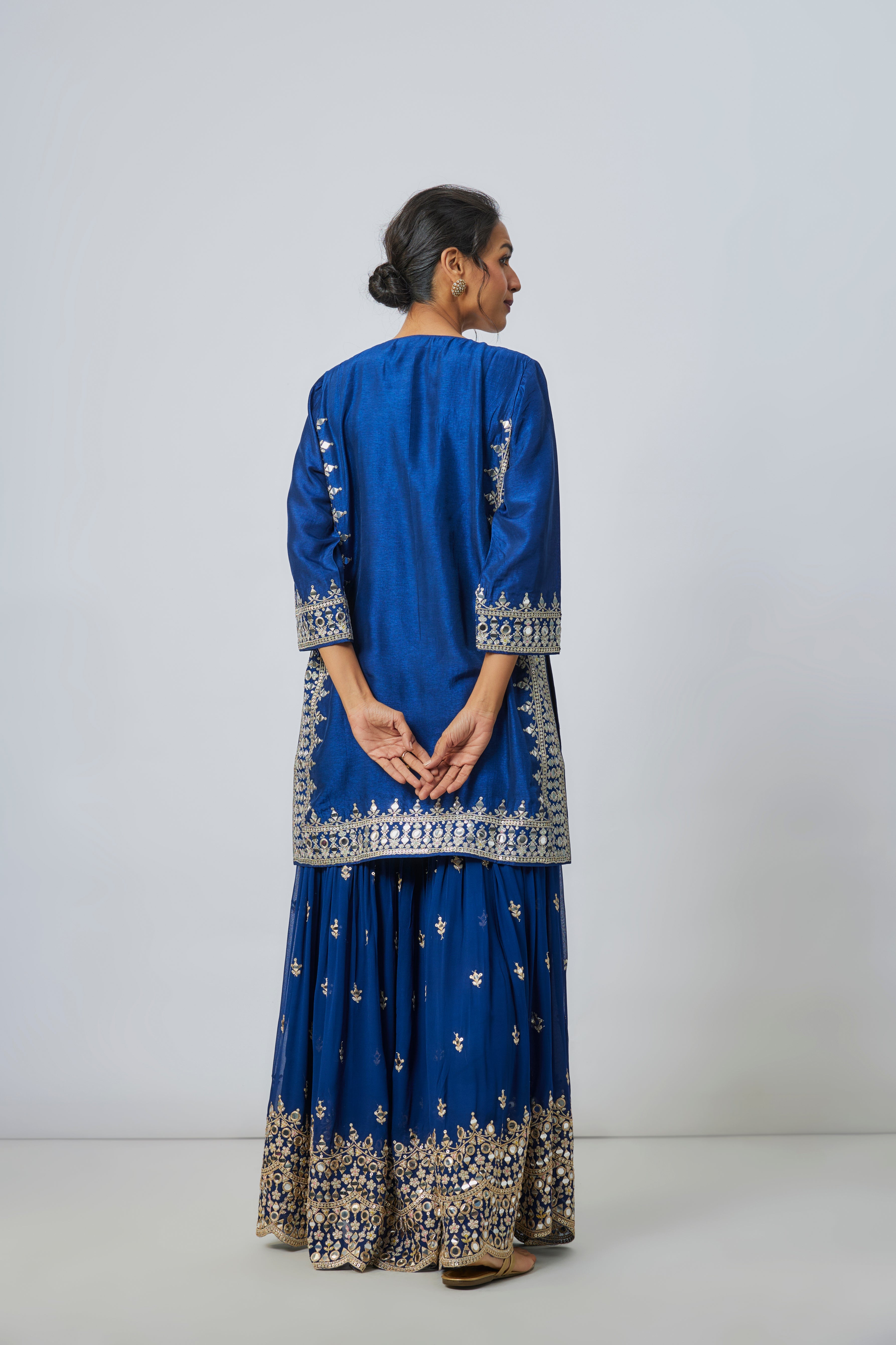 CY Gopi Vaid Pariza Blue Sharara Set Back 1