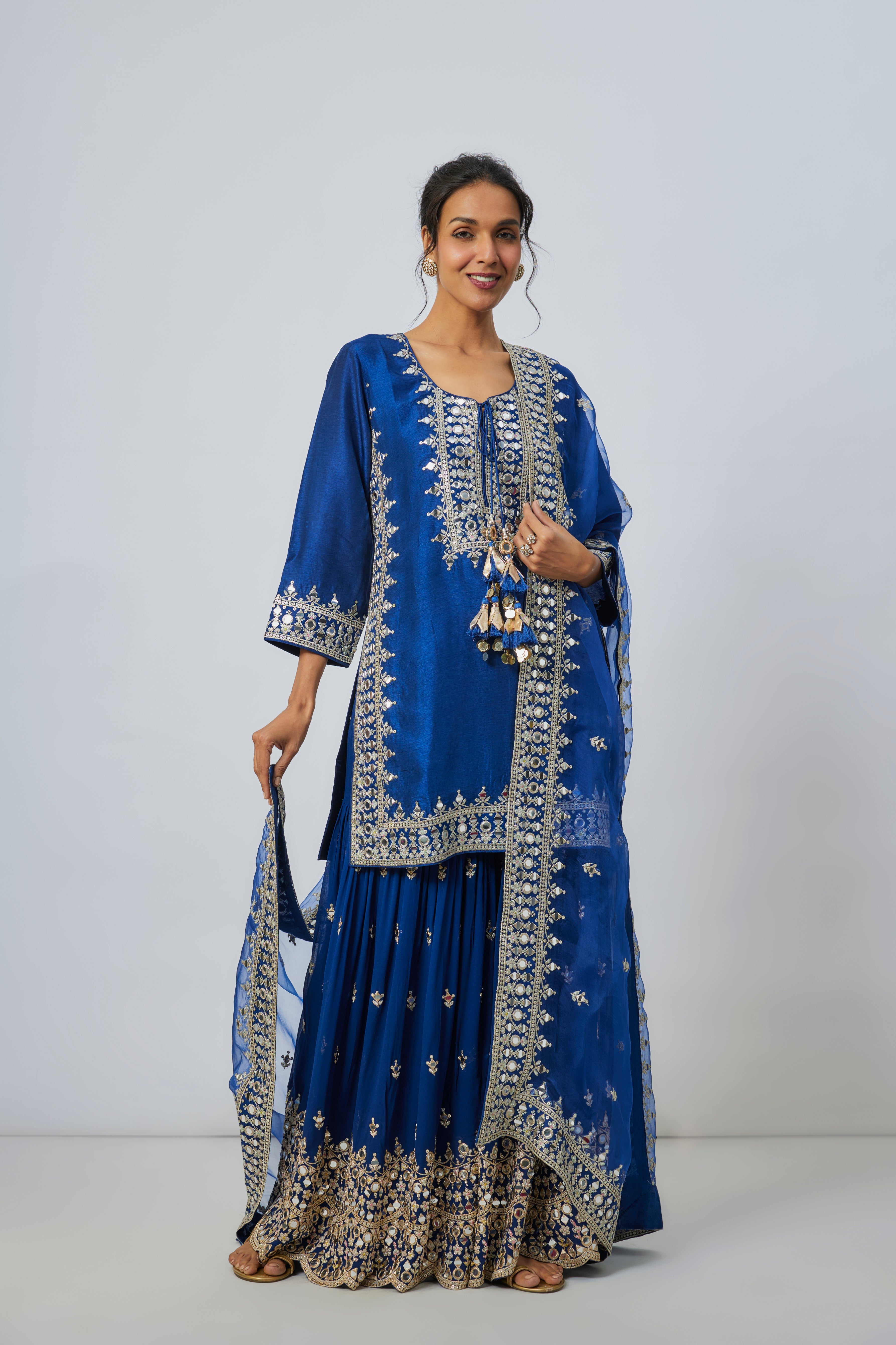 CY Gopi Vaid Pariza Blue Sharara Set Front 1