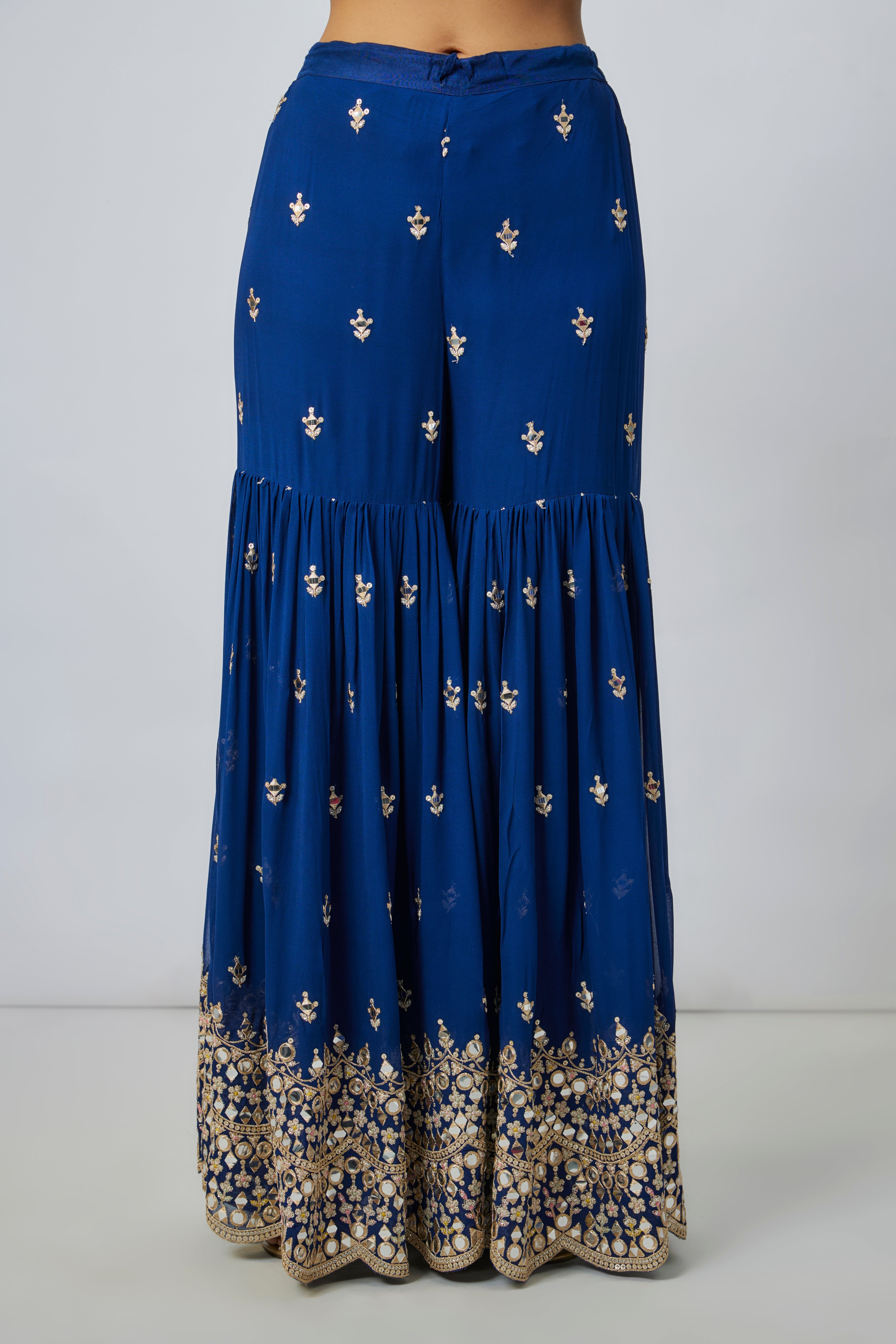 CY Gopi Vaid Pariza Blue Sharara Set Closeup 2