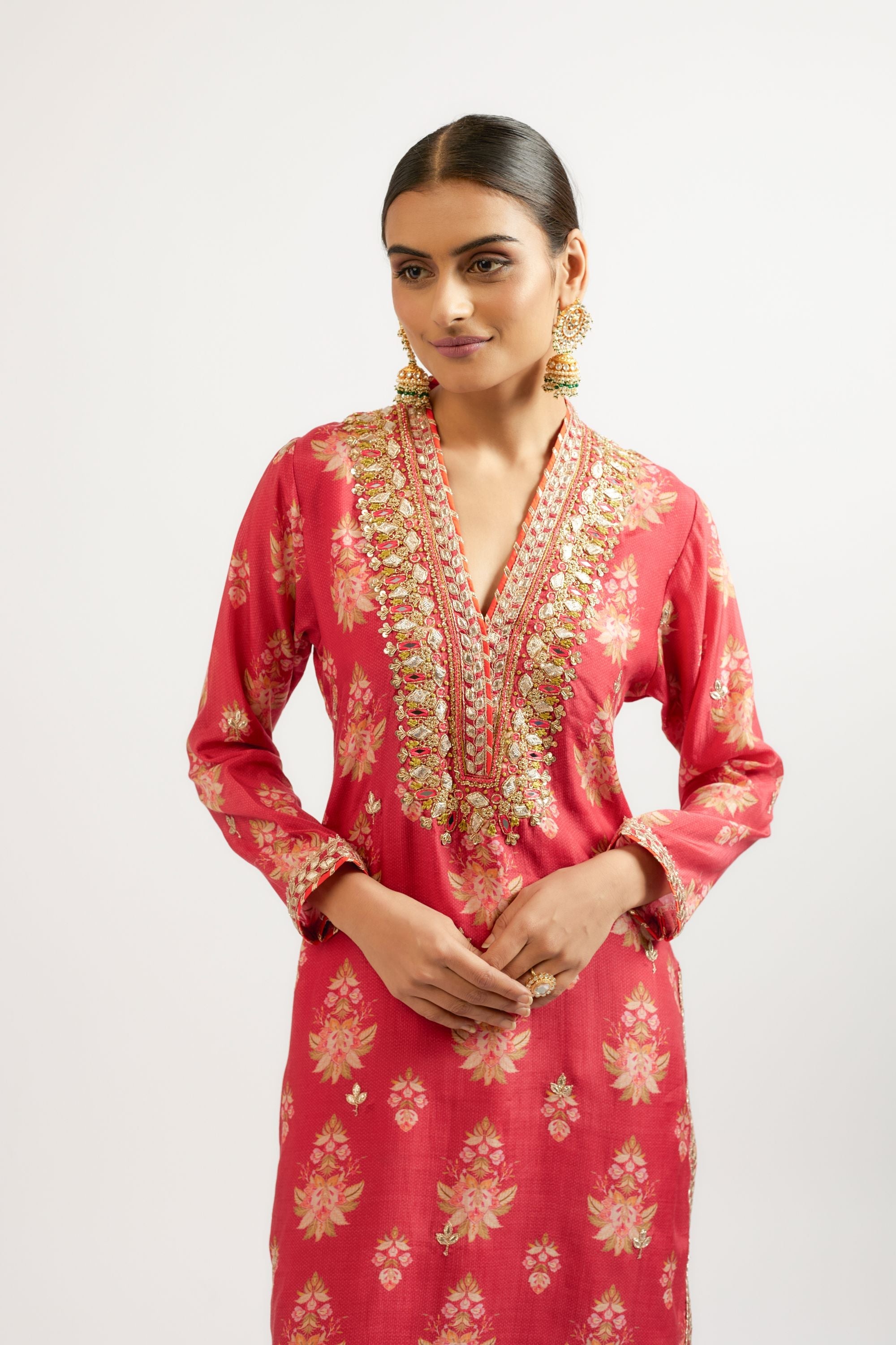 CY Gopi Vaid Gargi Red Tunic Closeup 1