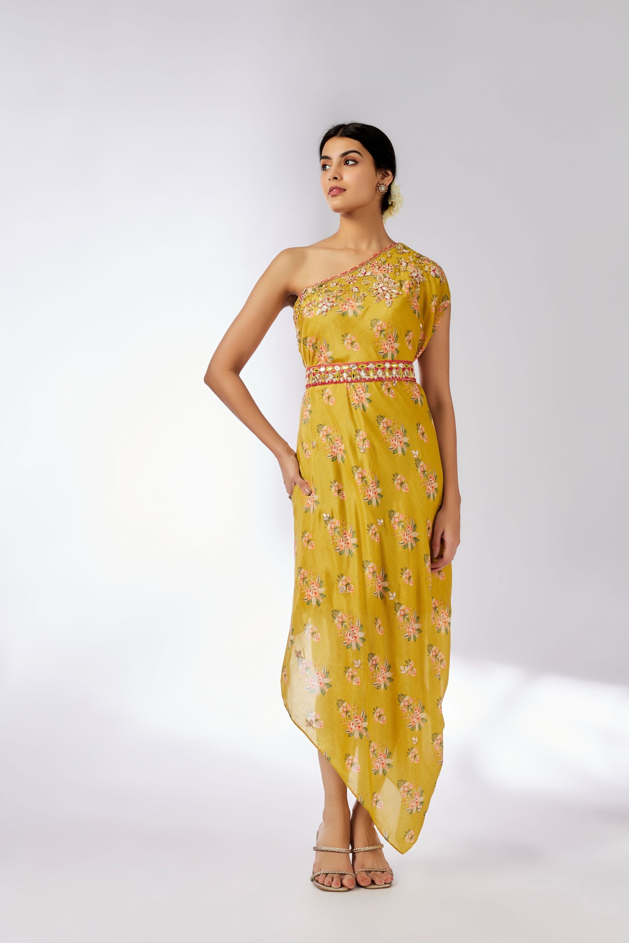 CY Gopi Vaid Zoya Mustard Dress Front 2