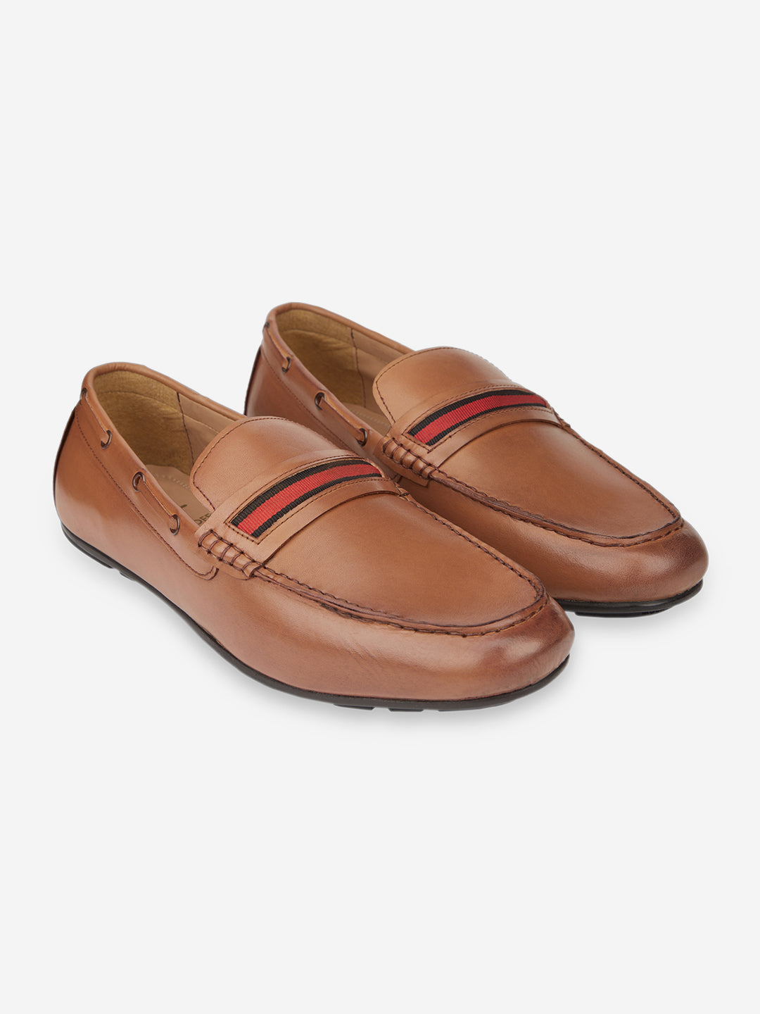 Men Striped Lightweight Leather Loafers