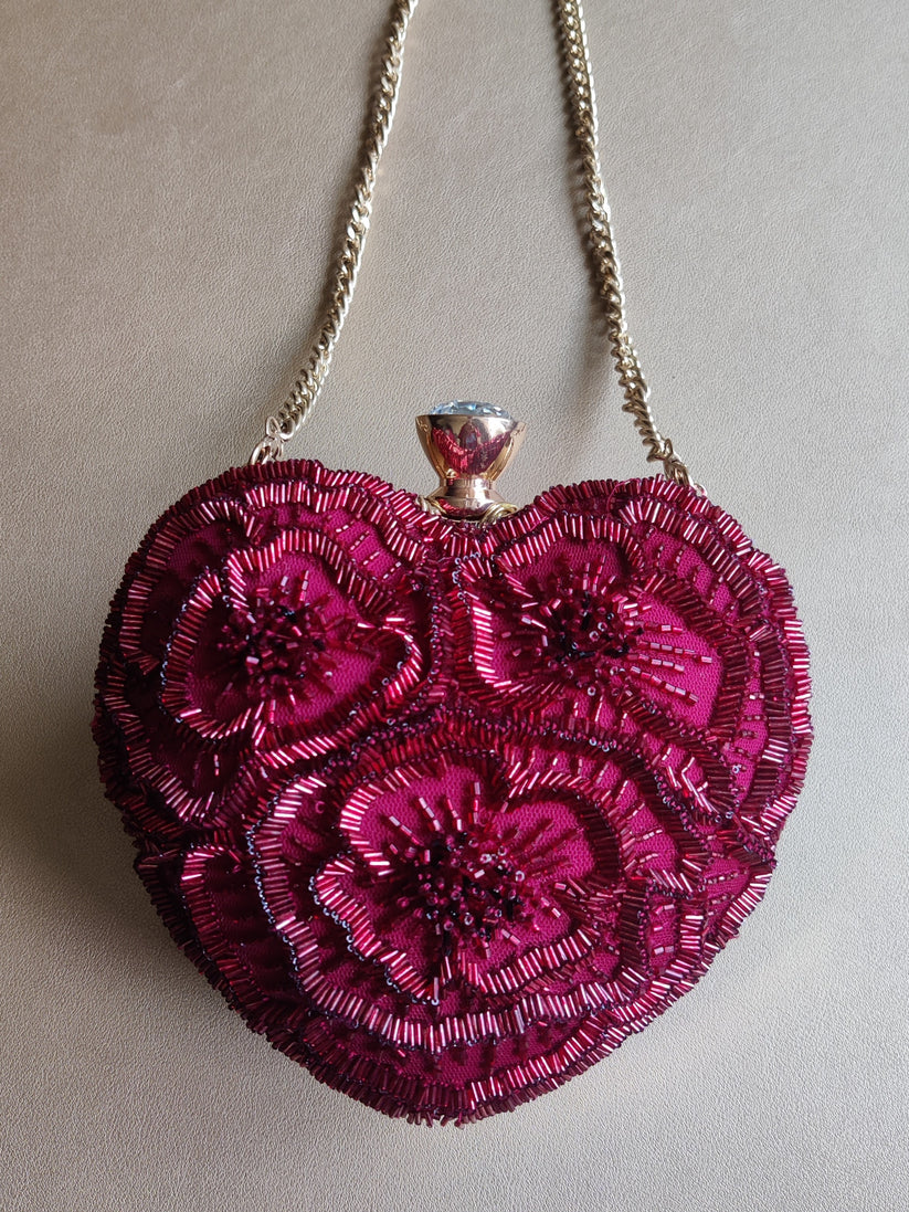 The Floral Heart Sling In Crimson Red