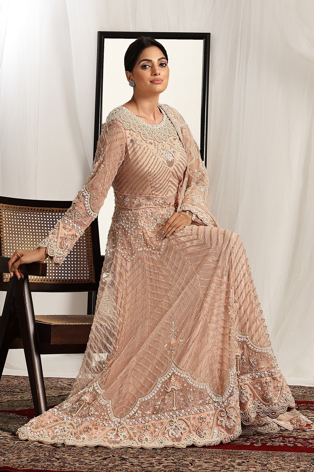 CY House Of Supriya Pearl And Bead Embellished Anarkali Front 3