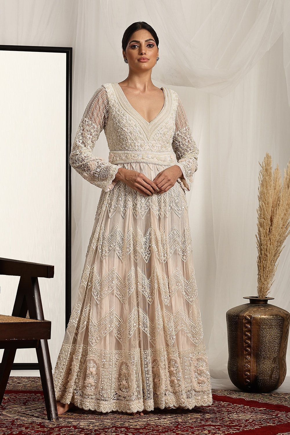 CY House Of Supriya Intricately Embroidered Gown Front 2