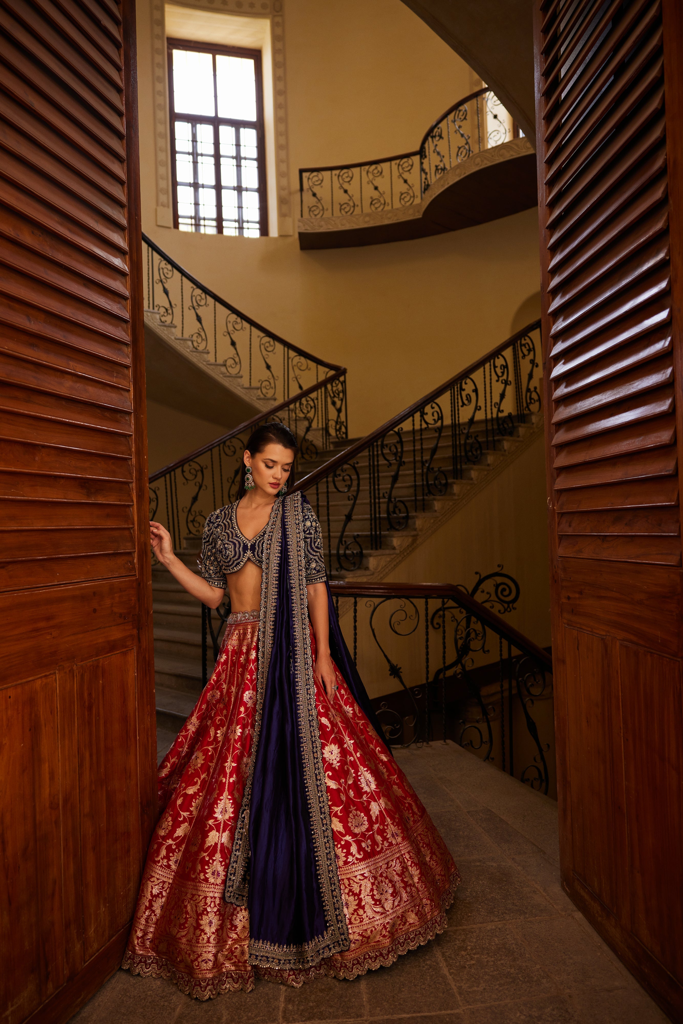 Red Banaras Lehenga Set