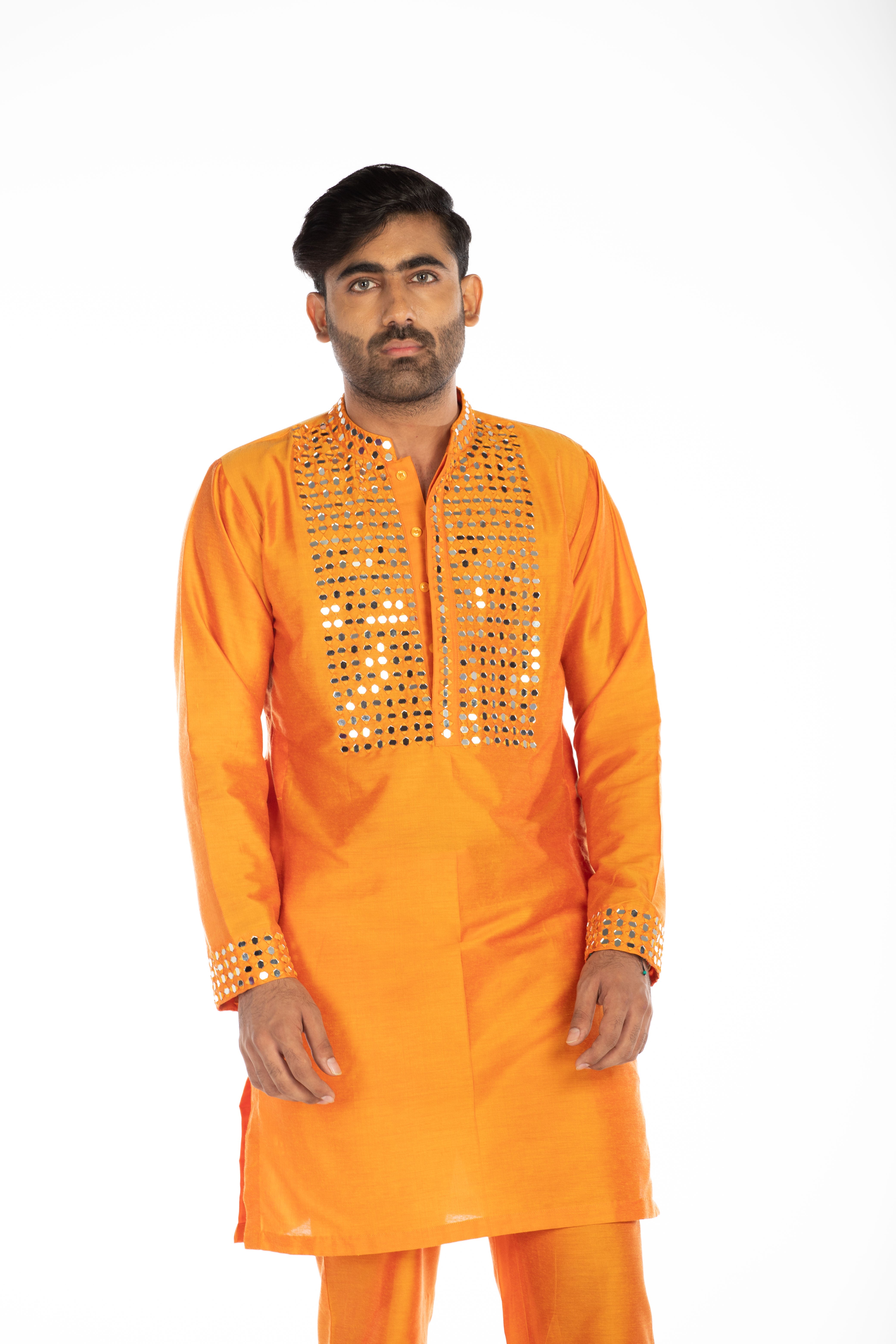 Orange Embroidered Set