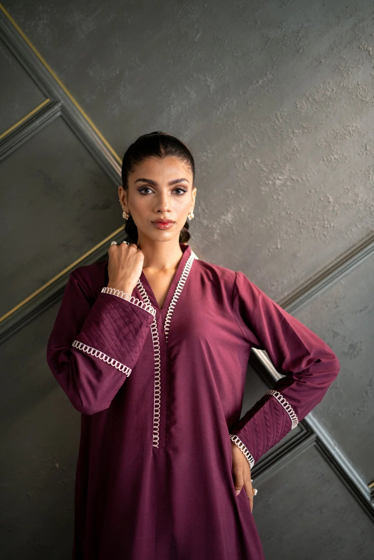 Deep purple Kurta with Pants