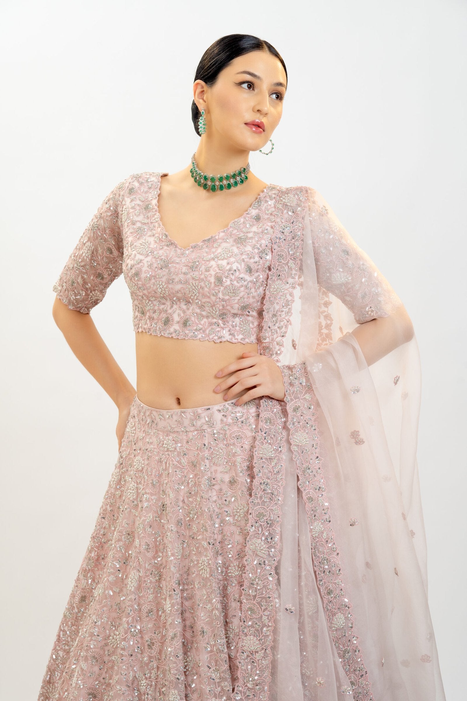 CY Kavita Agarwal Light Pink Embroidered Lehenga Set Closeup 1