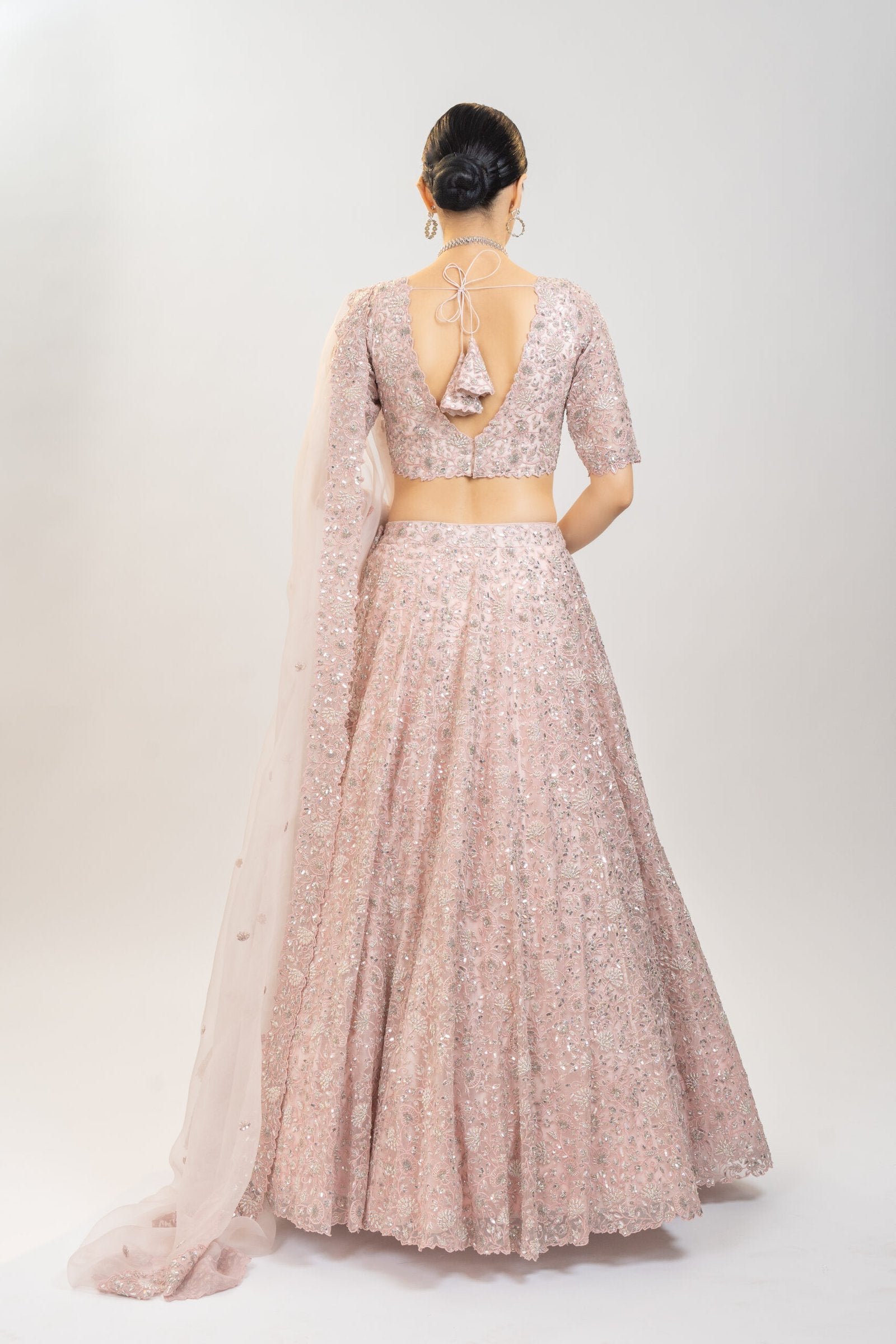 CY Kavita Agarwal Light Pink Embroidered Lehenga Set Back 1