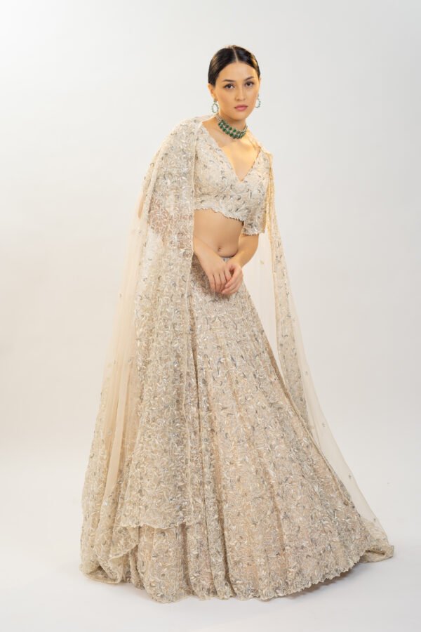 CY Kavita Agarwal Ivory Regalia Lehenga Set Front 2