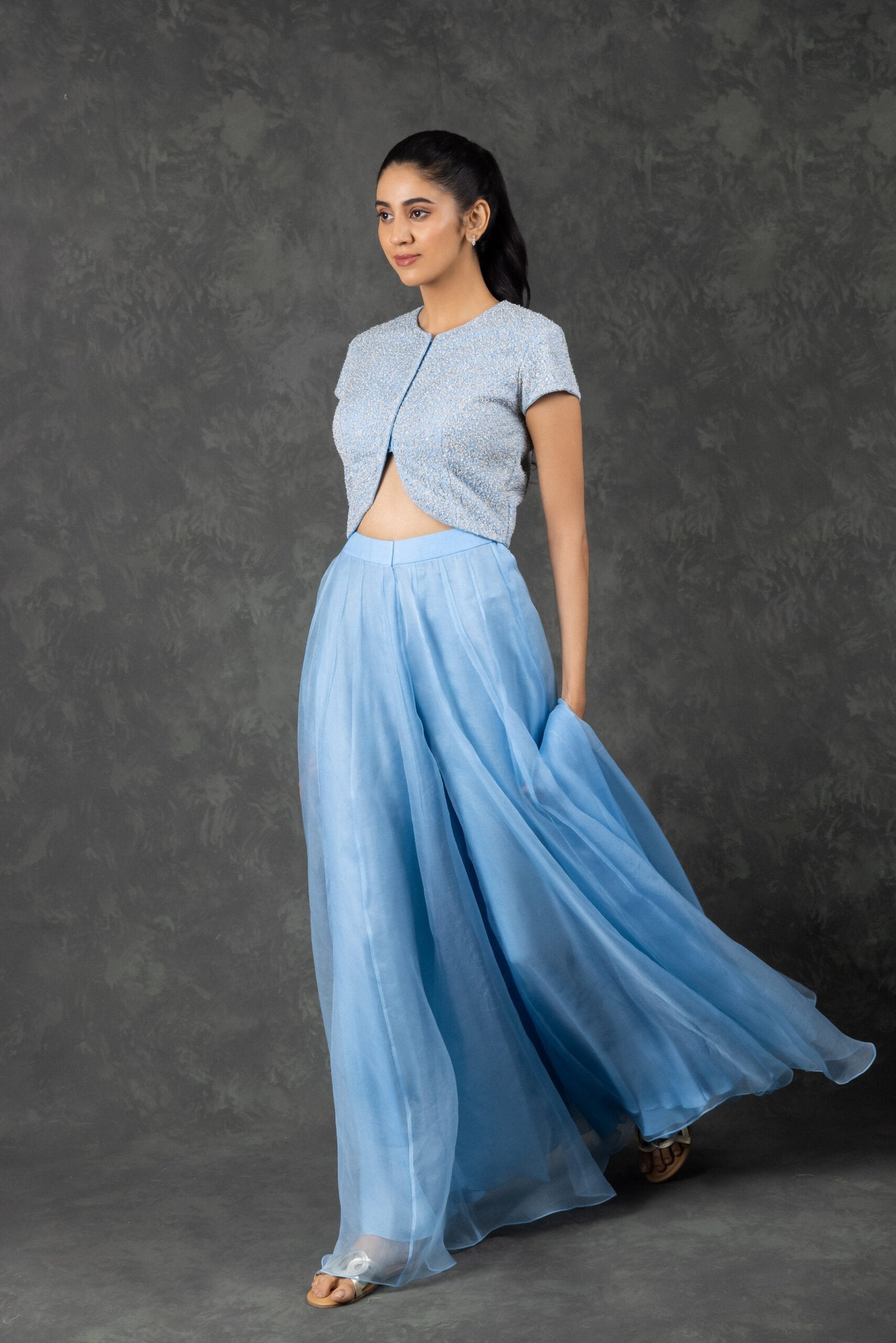 CY Kavita Agarwal Classic Crop Top Set Front 2